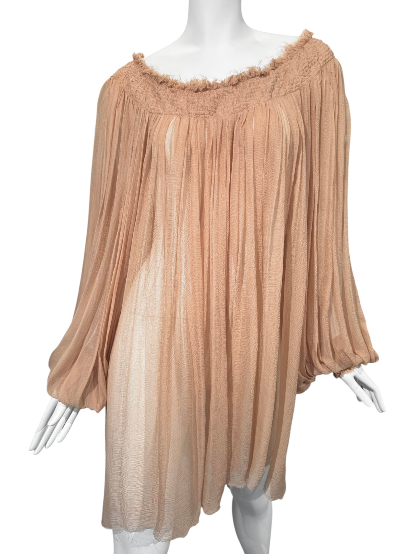 ALEXANDER MCQUEEN SS2003 «IRERE» BLUSH NUDE SILK BLOUSE/DRESS