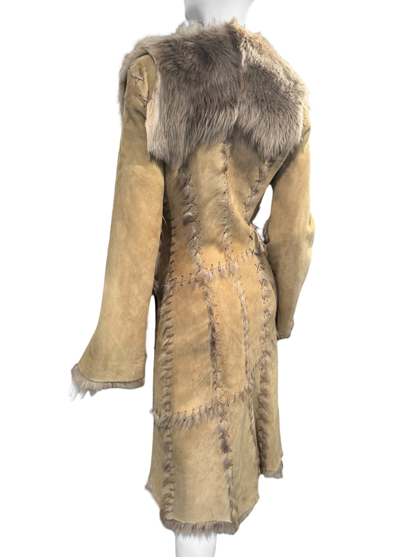 ALEXANDER MCQUEEN FW1999 «THE OVERLOOK» BROWN LACE-UP SHEARLING COAT