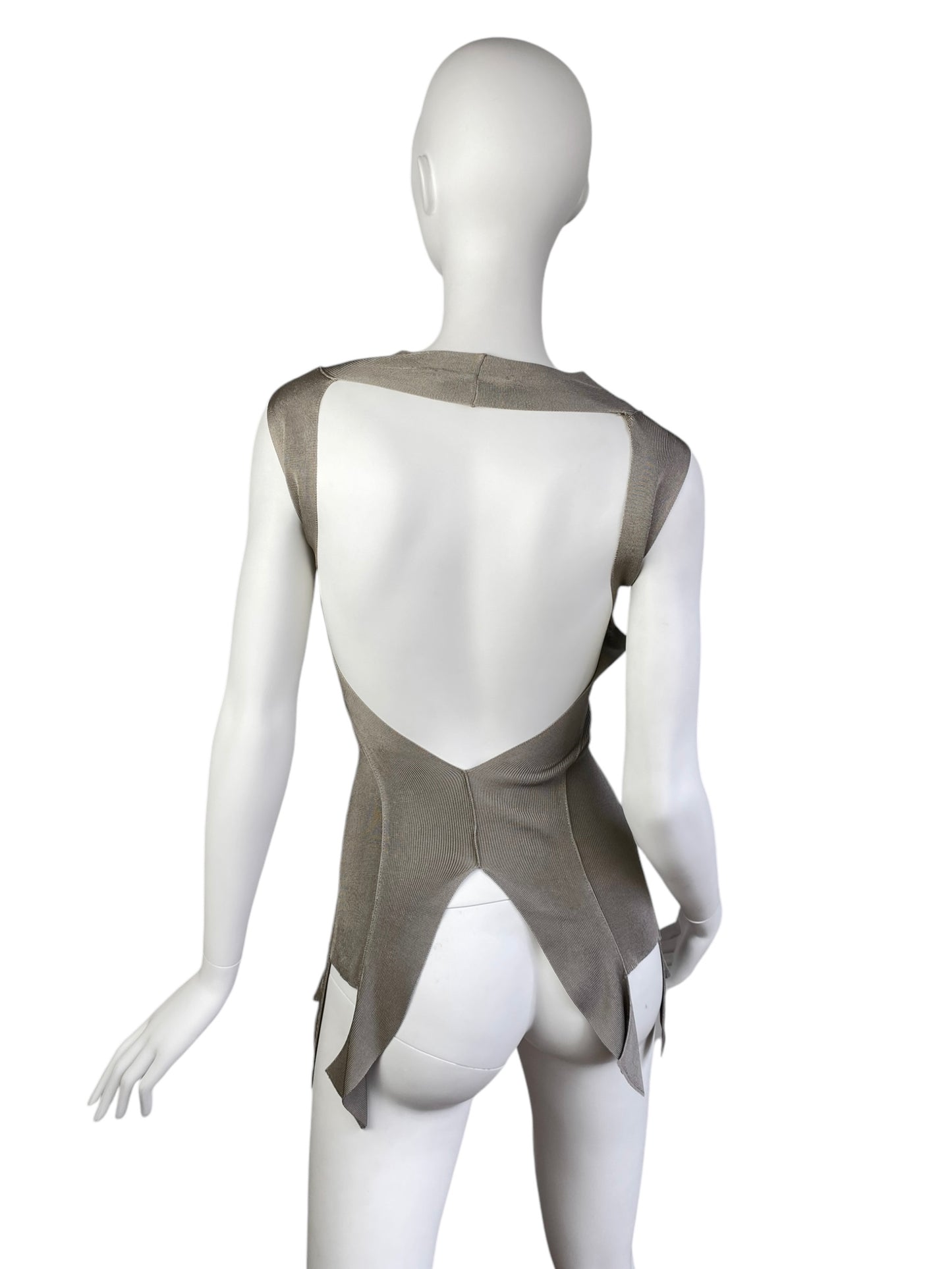 PLEIN SUD SS2004 GREY KNIT BANDAGE BACKLESS TANK TOP