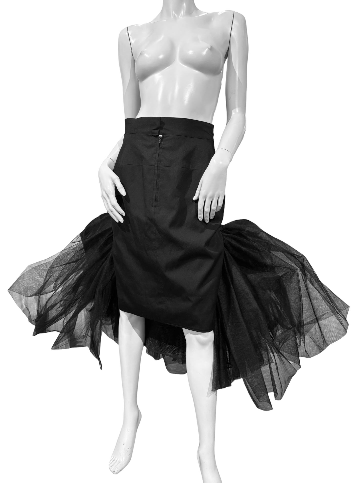 YOHJI YAMAMOTO SS2008 BLACK DRAMATIC TULLE SKIRT