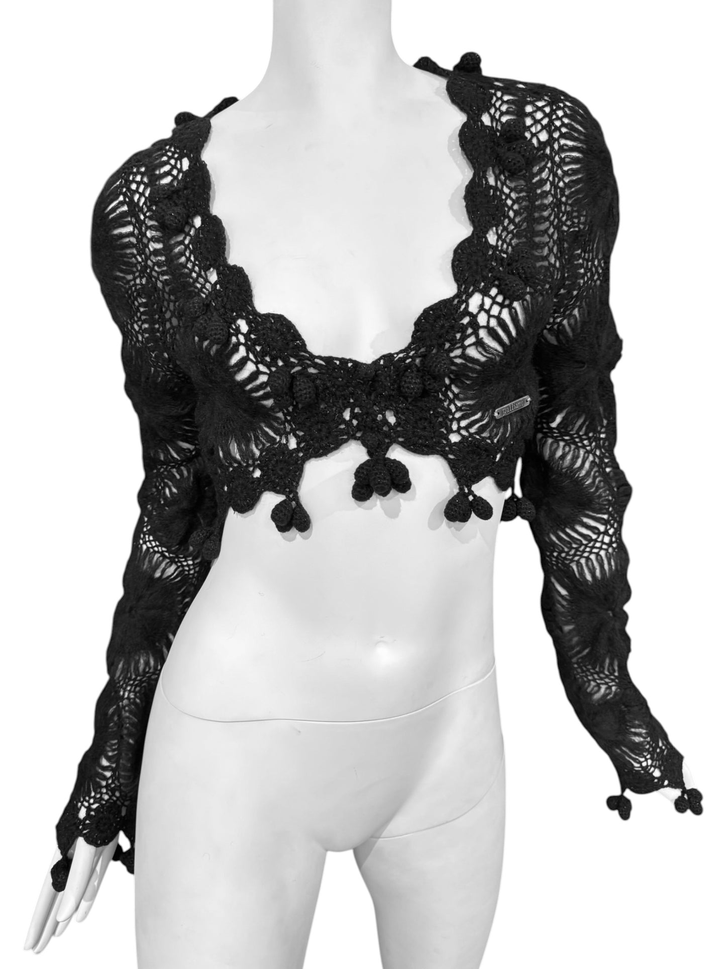 JOHN GALLIANO 2000s BLACK MOHAIR CROCHET CARDIGAN