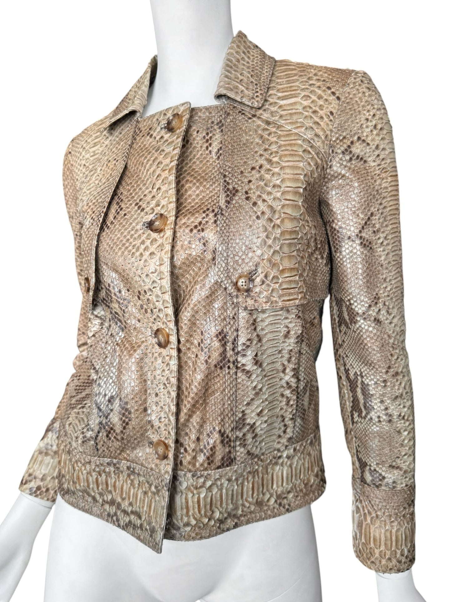 GUCCI RESORT 2011 BY FRIDAY GIANNINI BROWN PYTHON LEATHER JACKET