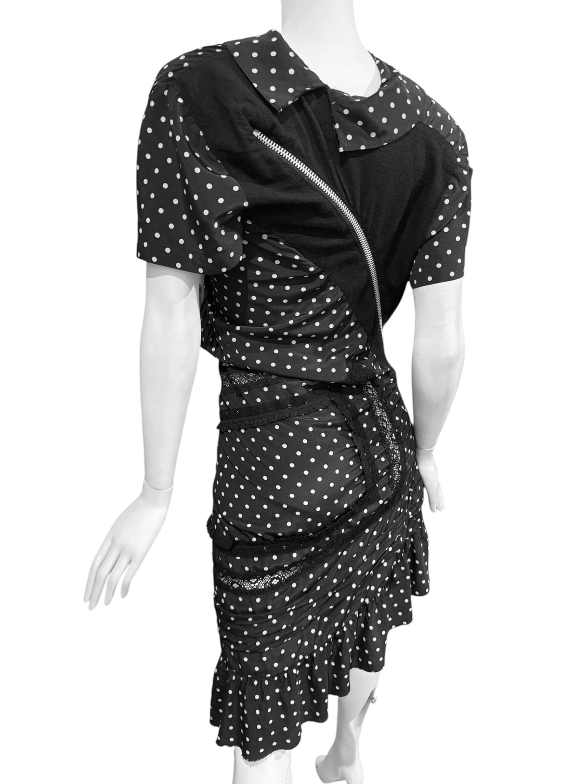 JUNYA WATANABE FW2007 BLACK POLKA DOT TWISTED MIDI DRESS