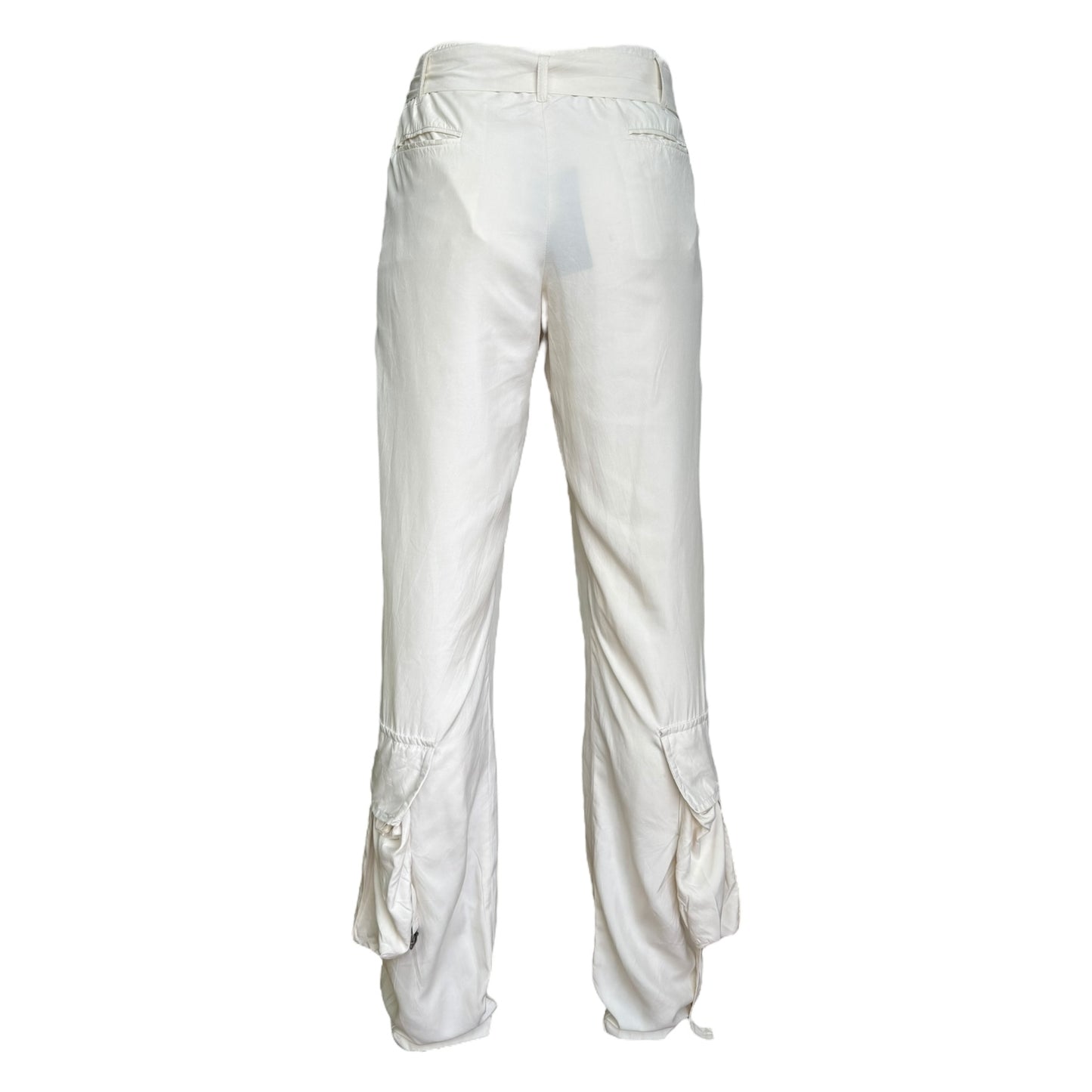 ANN DEMEULEMEESTER 2020s BY SÉBASTIEN MEUNIER OFF-WHITE SILK GARGO PANTS