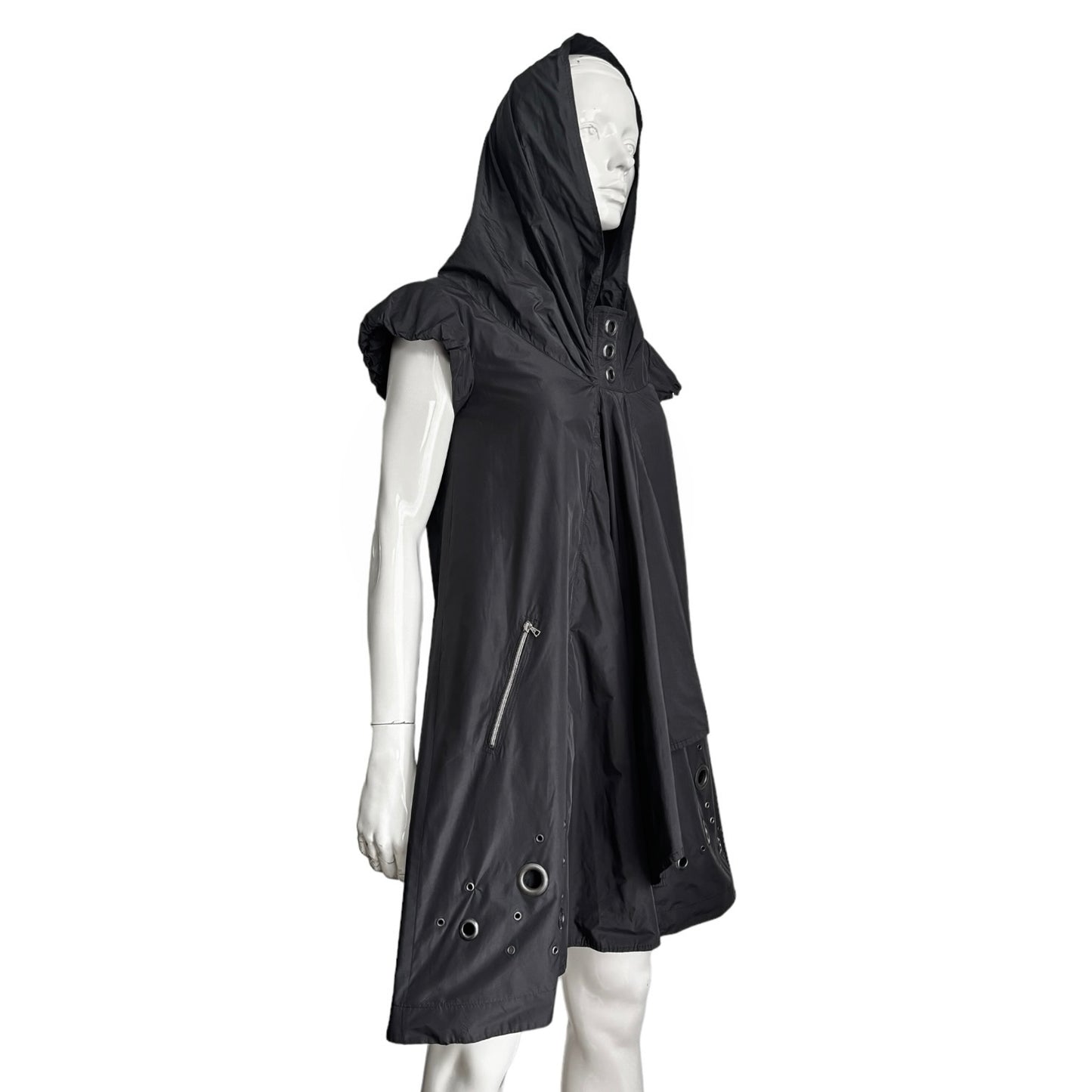 IN LOVE 2000s BLACK HOODED A-LINE MINI DRESS