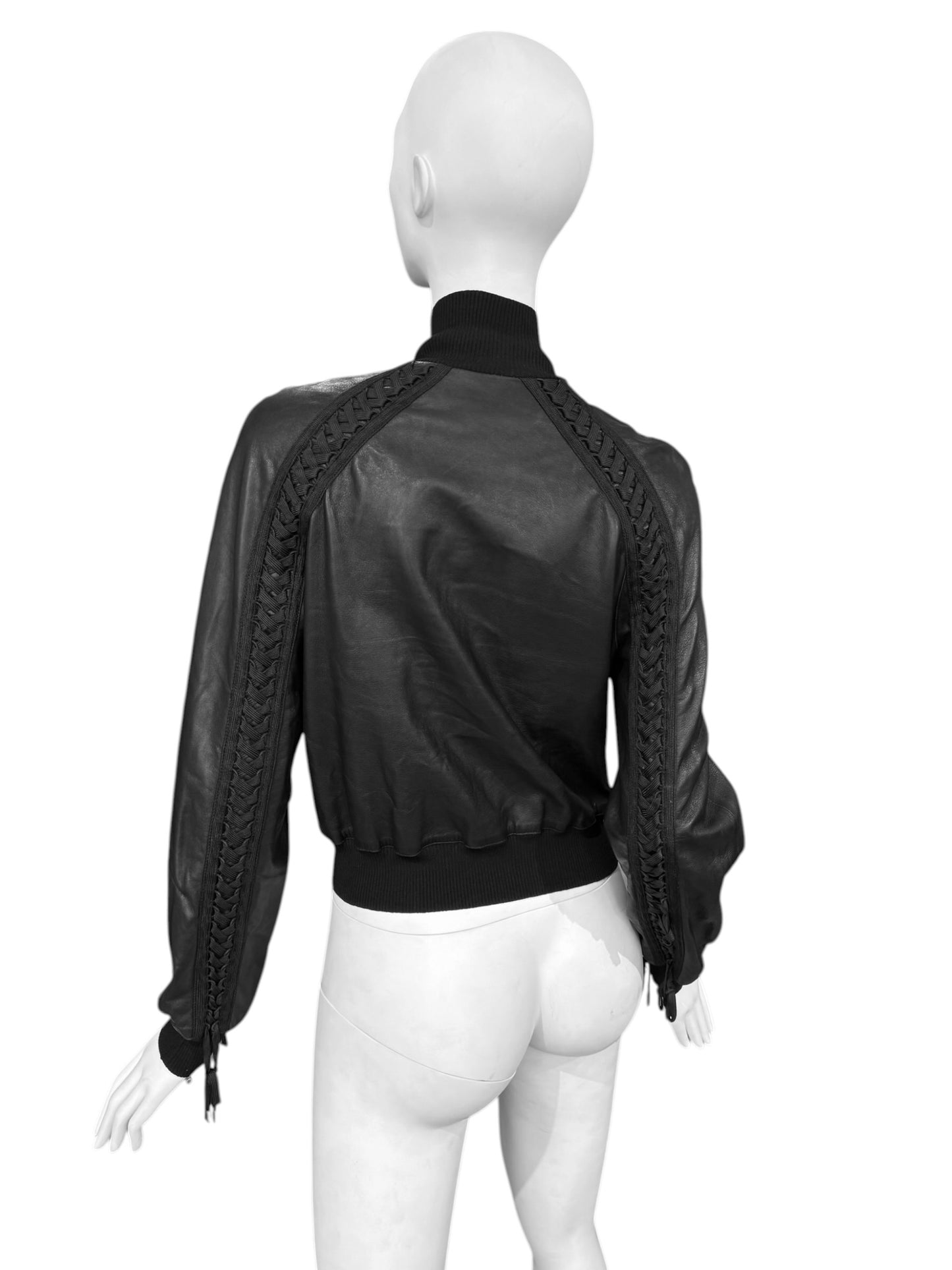 DIOR FW2002 BLACK LEATHER LACE-UP JACKET