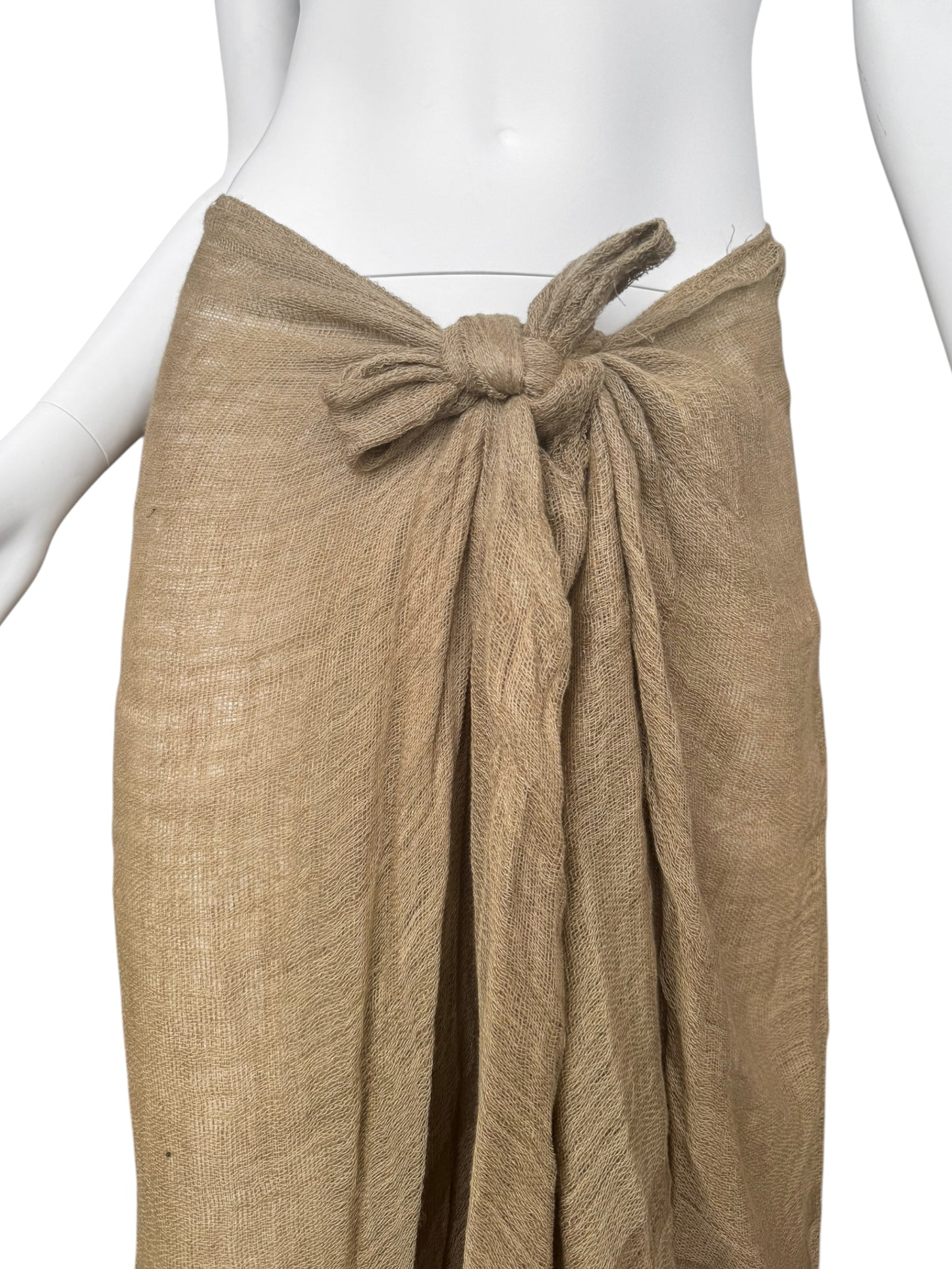 FAYÇAL AMOR SS1993 BEIGE RAW JUTE MAXI SKIRT
