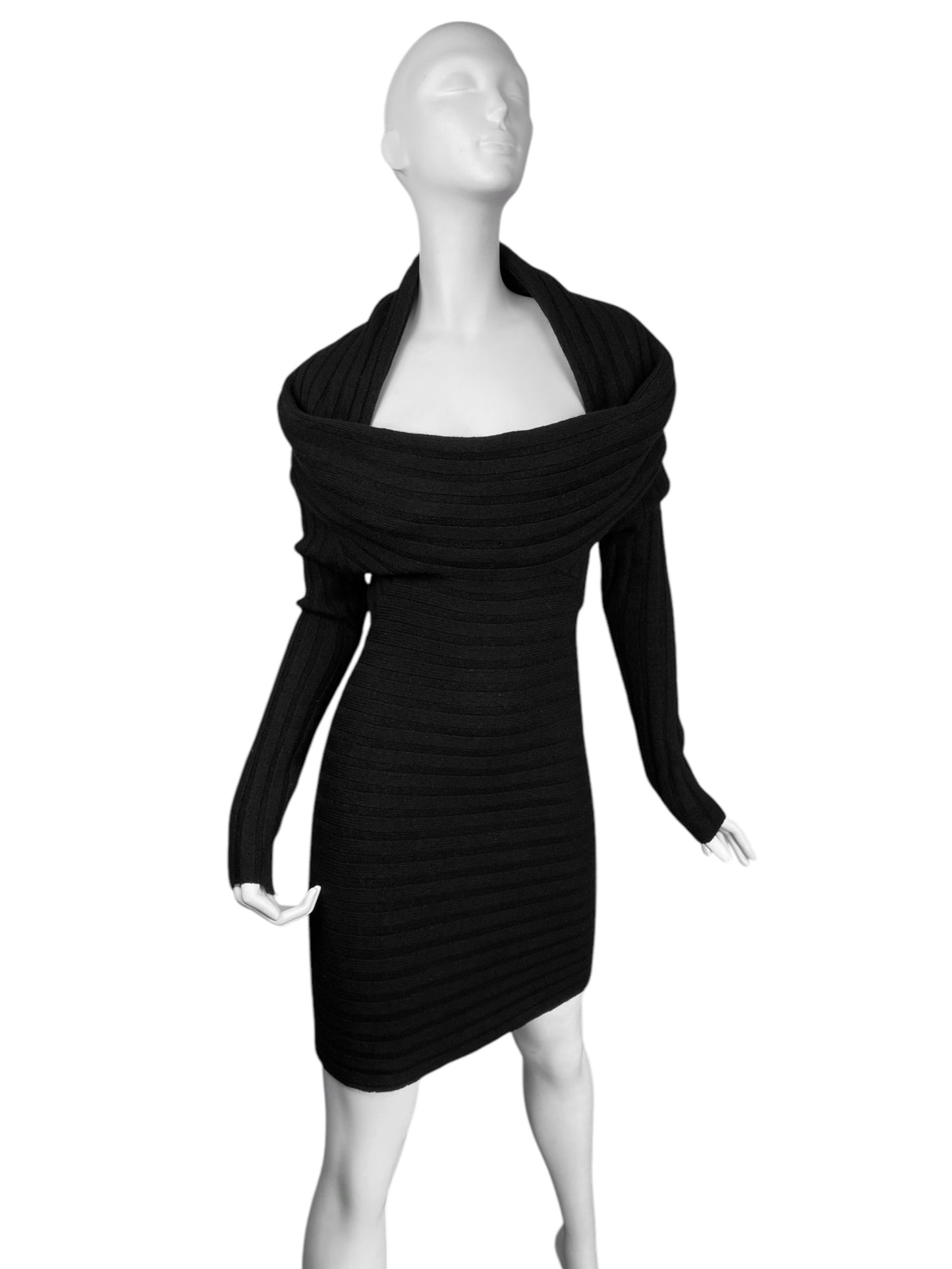 PLEIN SUD JEANIUS 2000s BLACK WOOL MULTI-WAY MINI DRESS