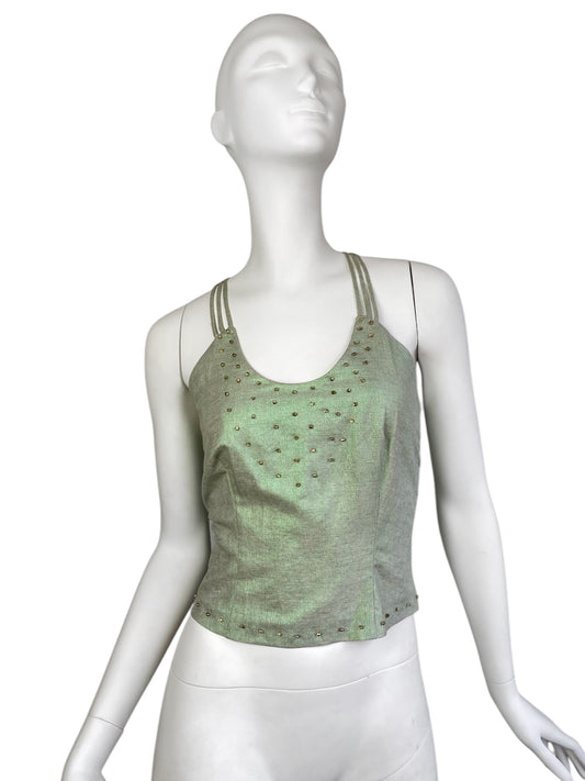 ALEXANDER MCQUEEN C.1995-1996 LIGHT GREEN BEADED TANK TOP