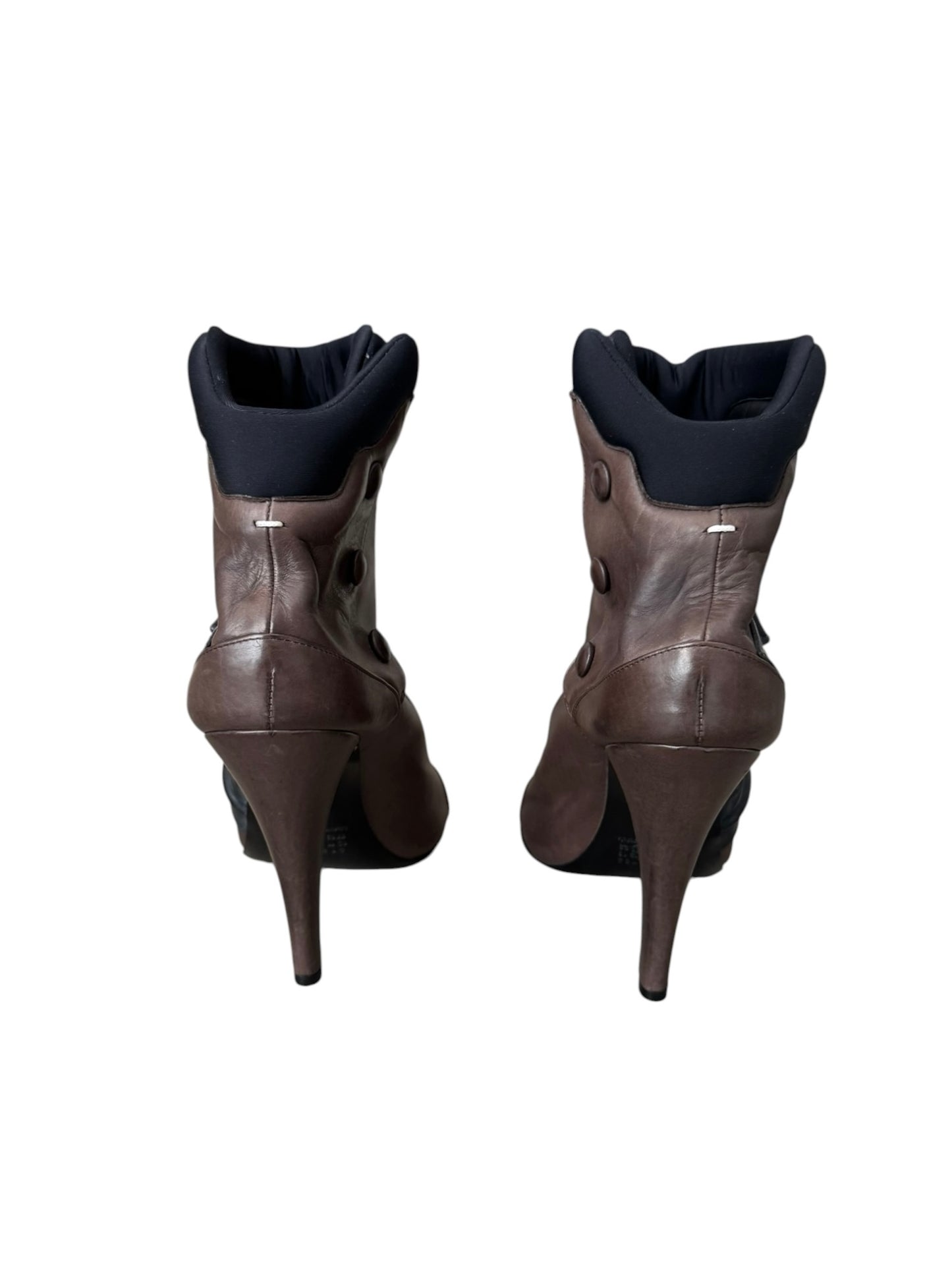 MAISON MARGIELA FW2014 BROWN LEATHER FUTURISTIC HEELS