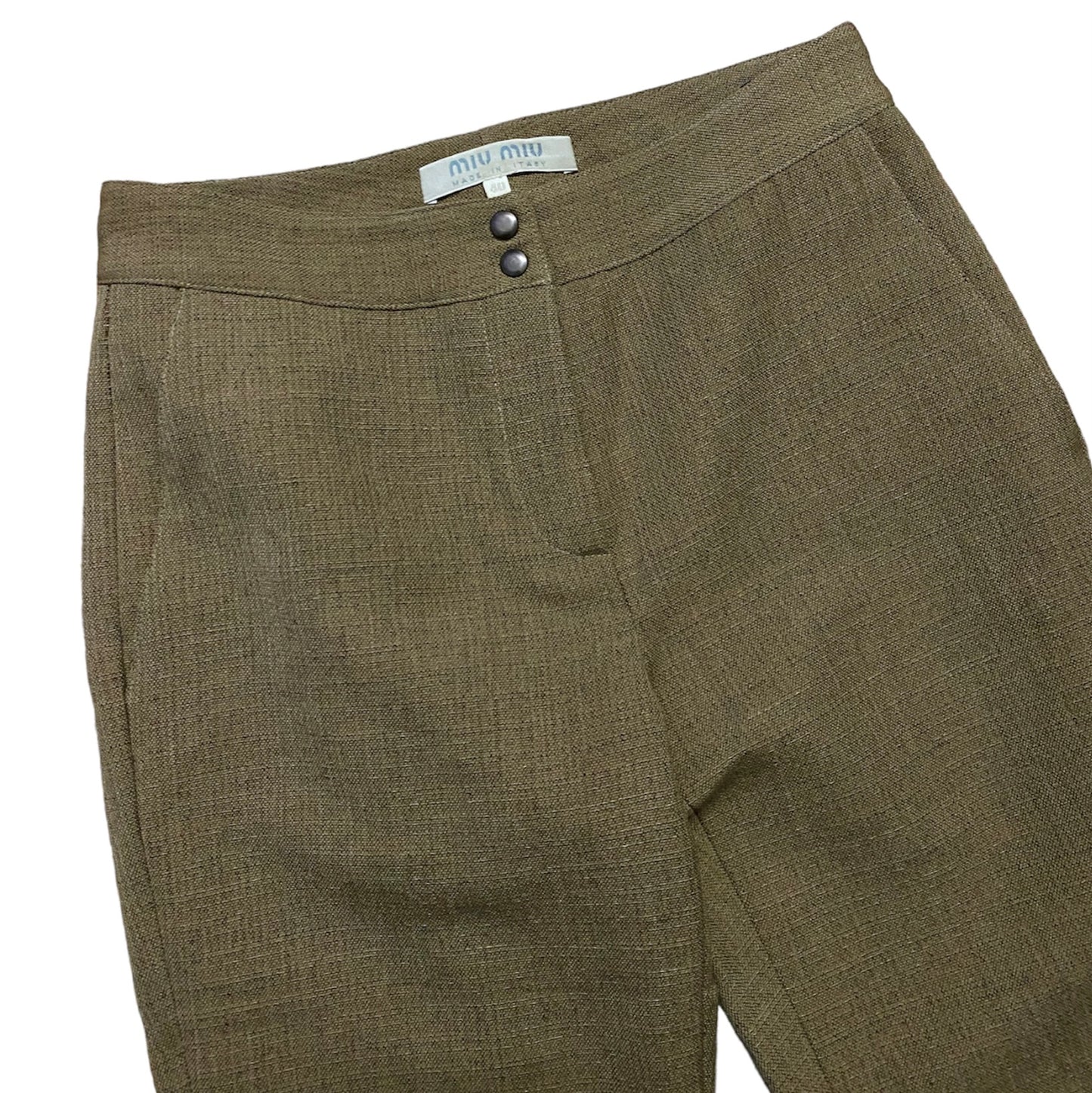 MIU MIU FW1999 OLIVE GREEN WOOL CAPRI PANTS