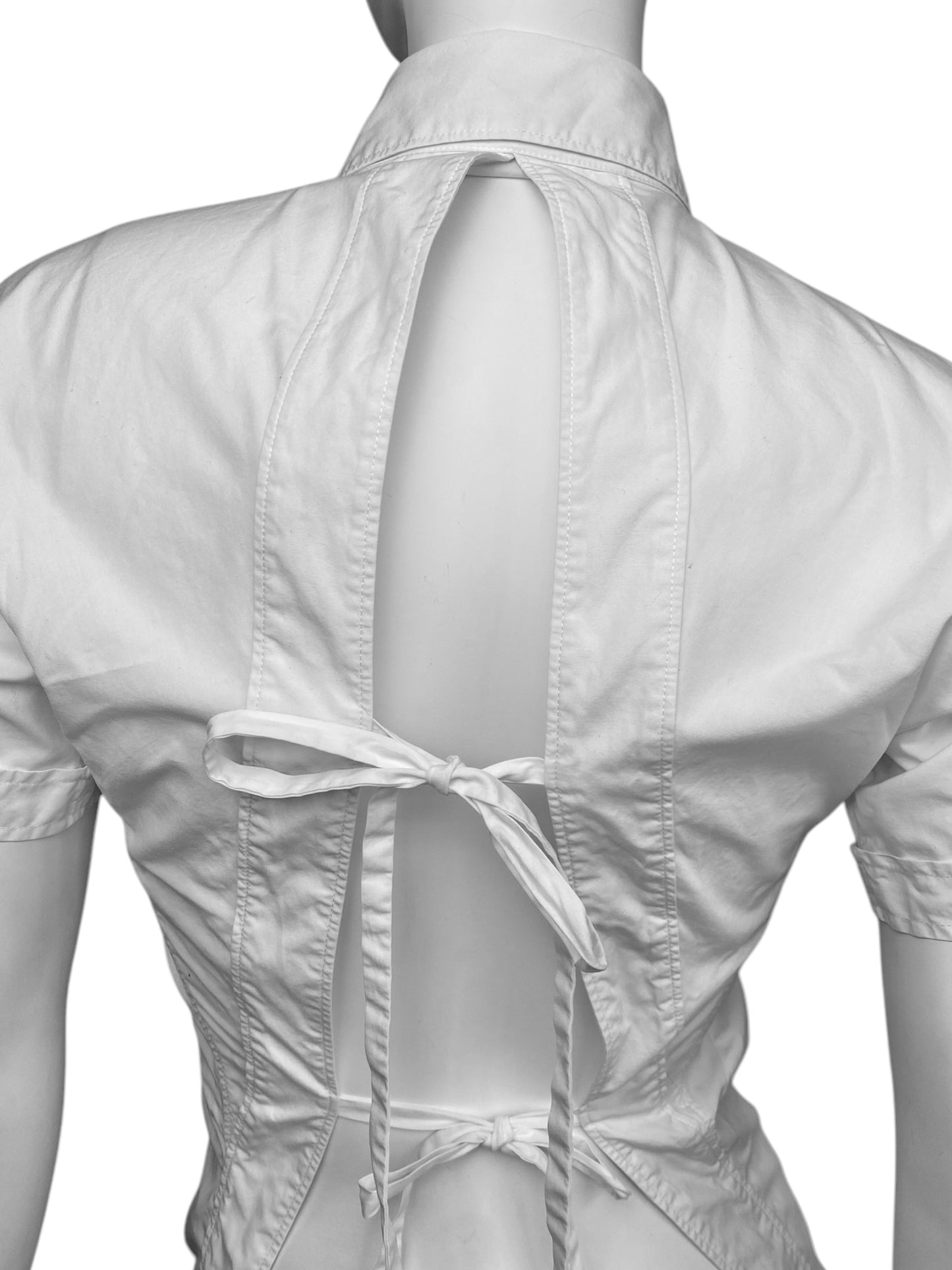 JEAN PAUL GAULTIER 2000s WHITE BACKLESS BONDAGE SHIRT