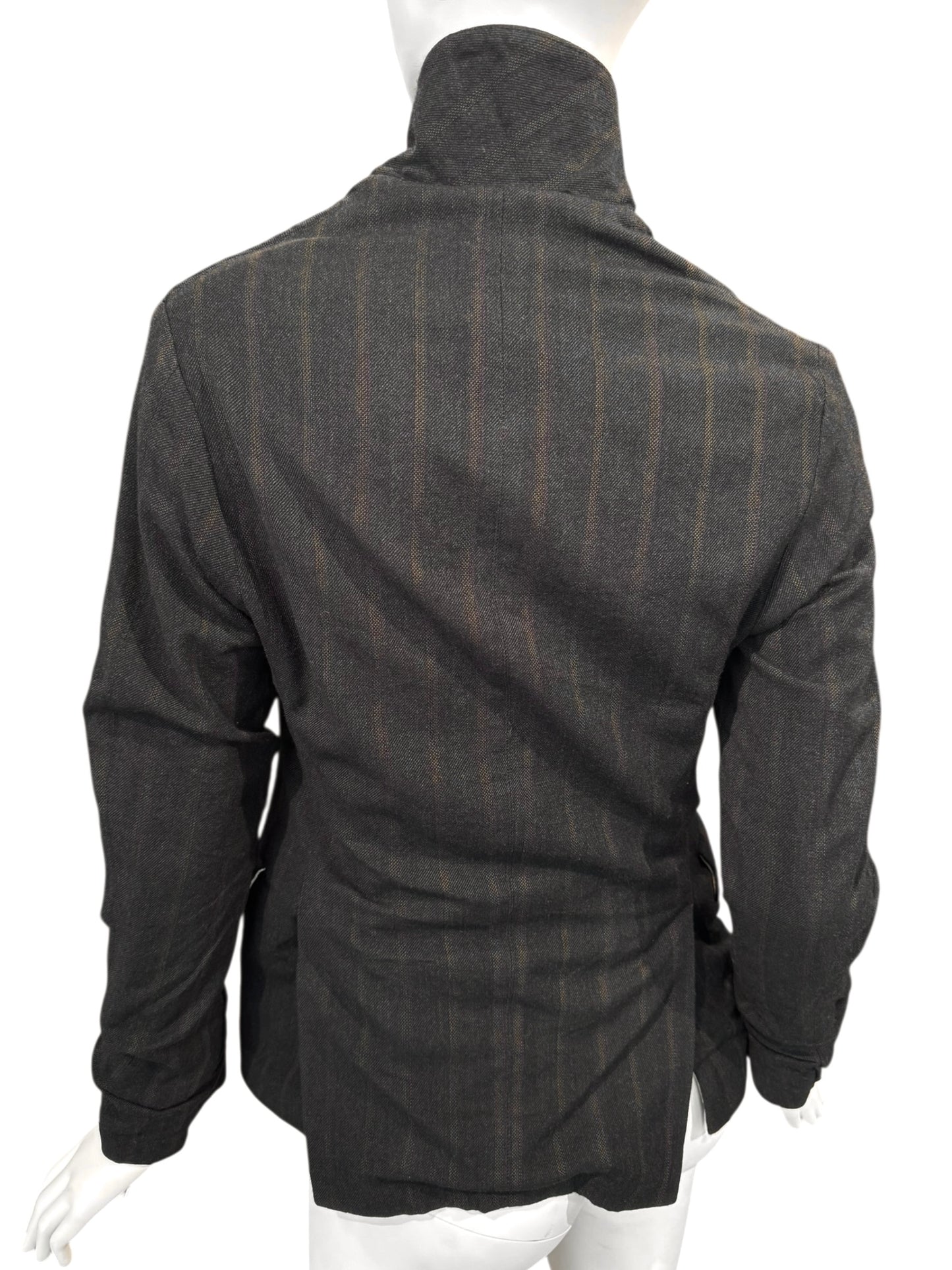 PAUL HARNDEN SHOEMAKERS 2010s DARK BROWN WOOL STRIPED JACKEY