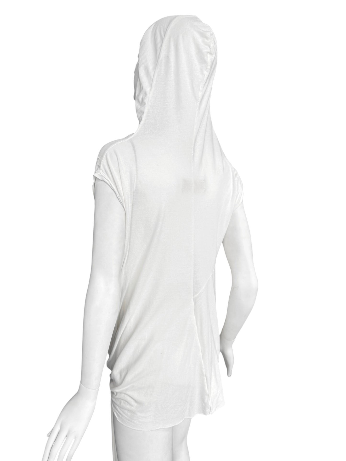 MARC LE BIHAN 2020s WHITE DRAPED HOODED TOP