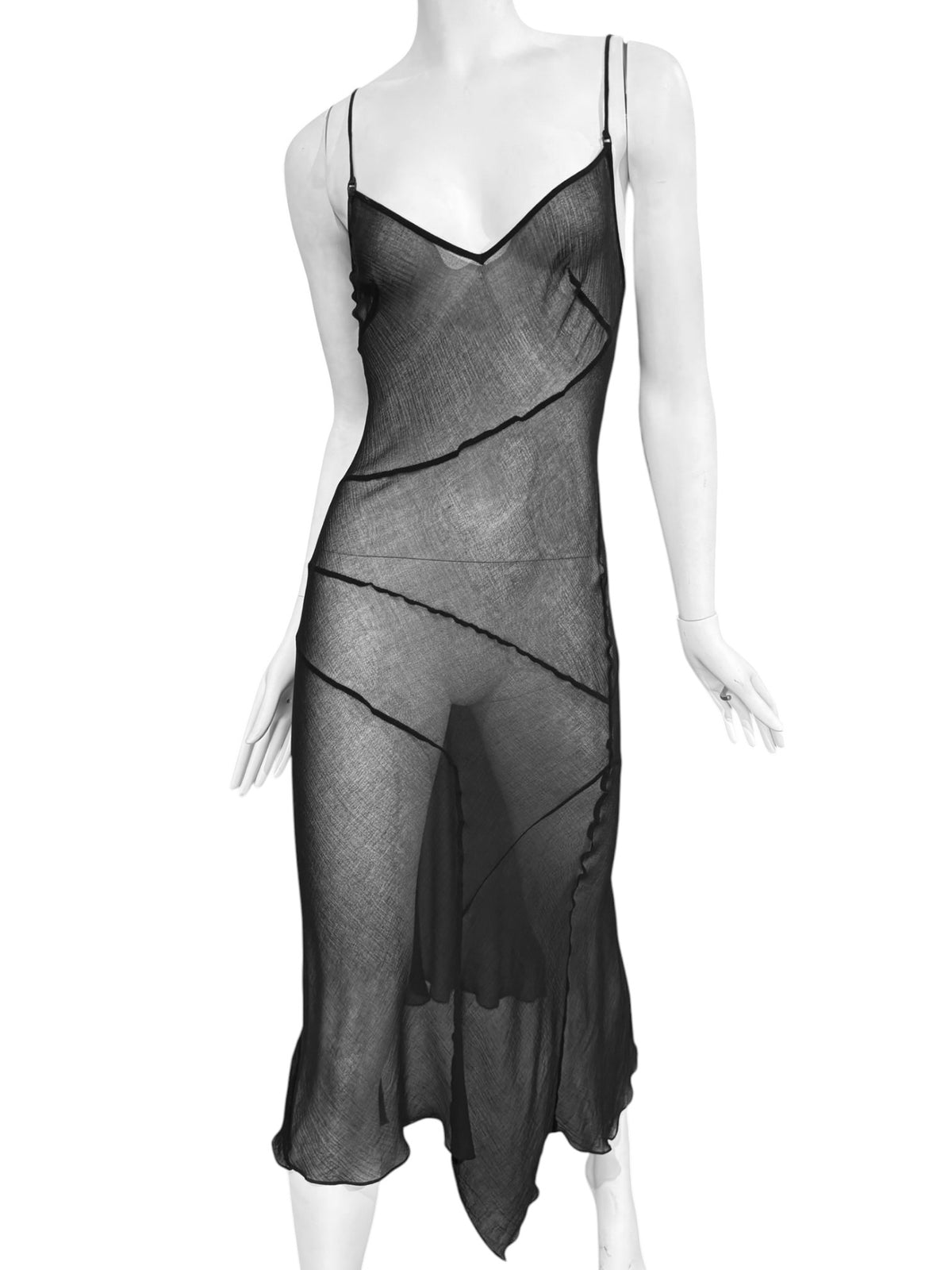 PLEIN SUD SS2002 BLACK SHEER MAXI DRESS