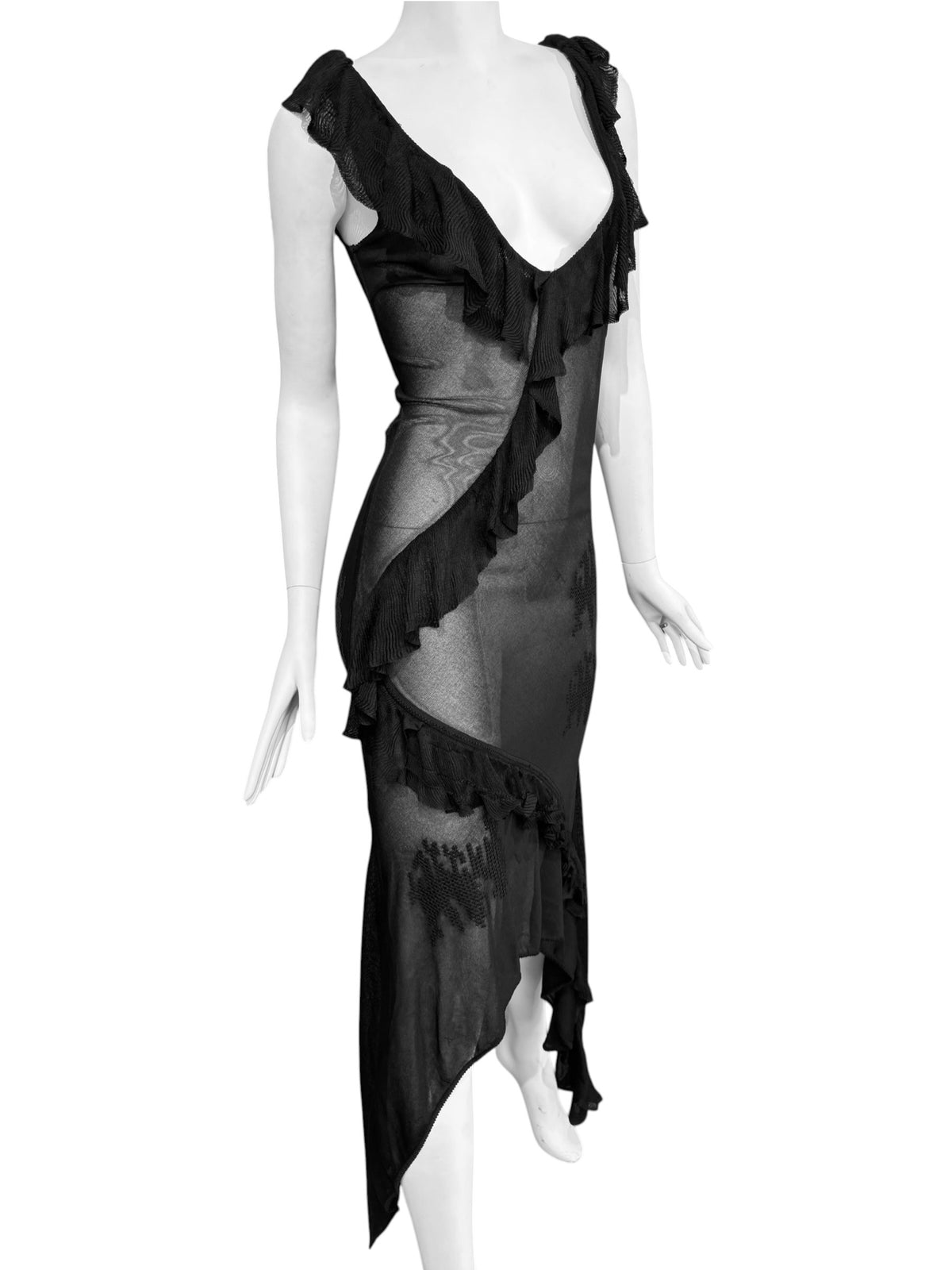 JOHN GALLIANO FW1996 BLACK SHEER TATOO MAXI DRESS