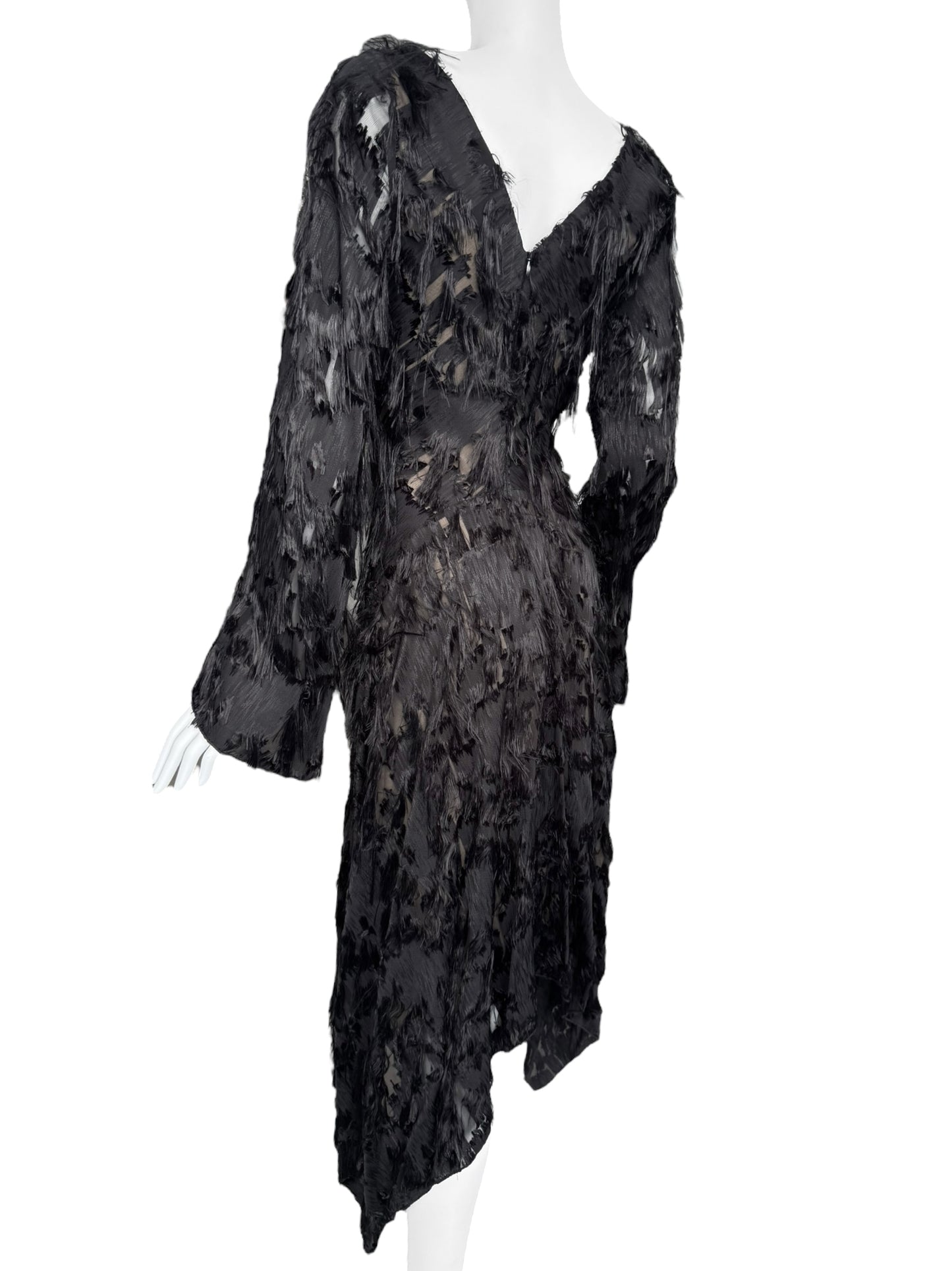 PLEIN SUD 2010s BLACK DISTRESS MIDI DRESS