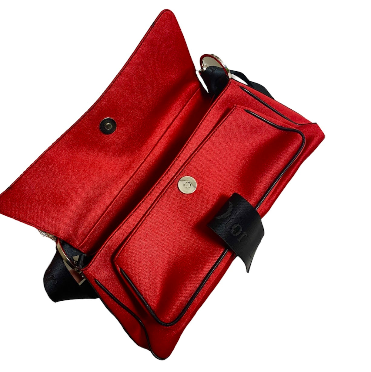 DIOR FW2003 BY GALLIANO RED SATIN HARDCORE SHOULDER BAG