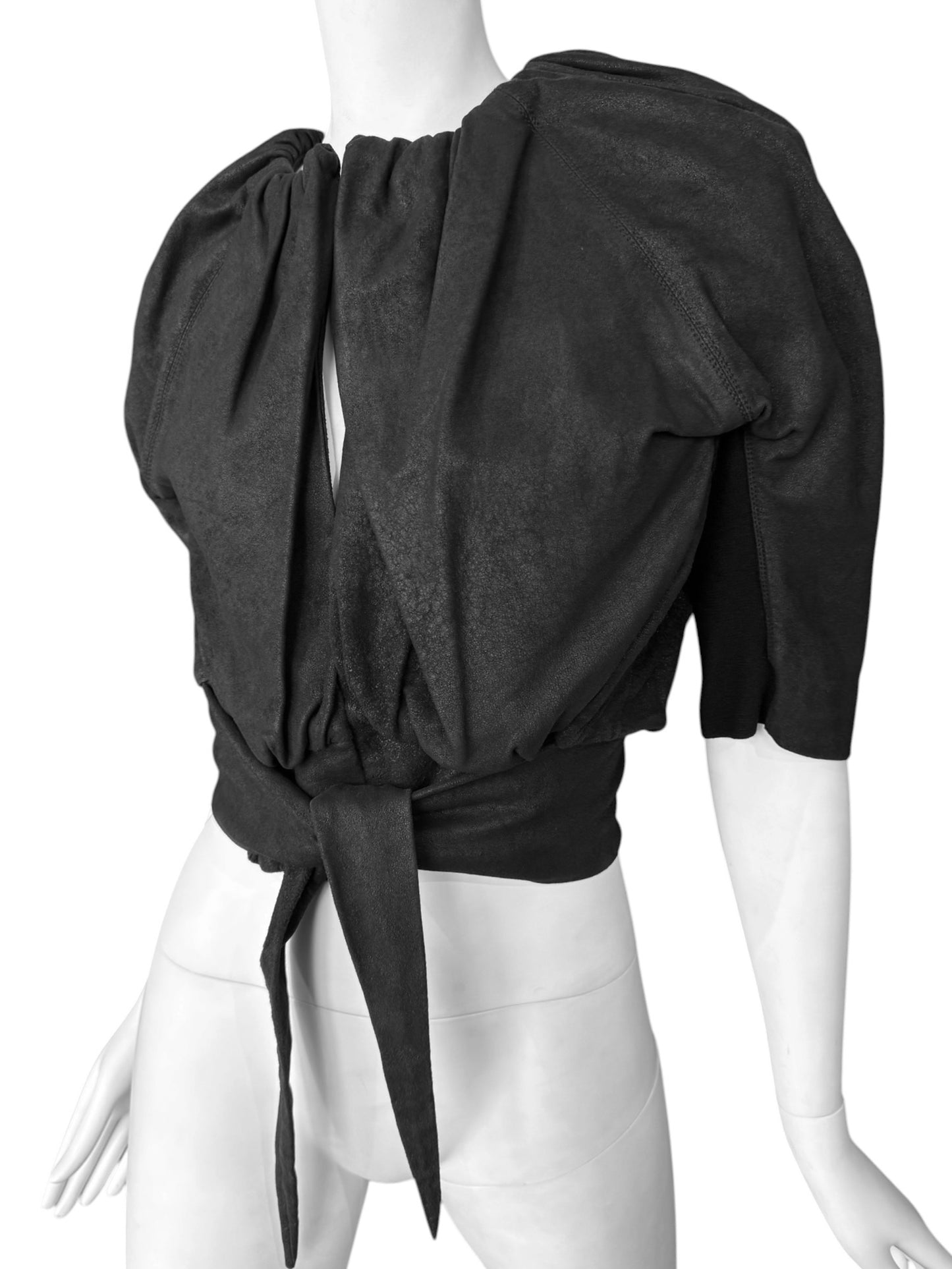 RICK OWENS SS2009 «STRUTTER» BLACK LEATHER BUBBLE JACKET