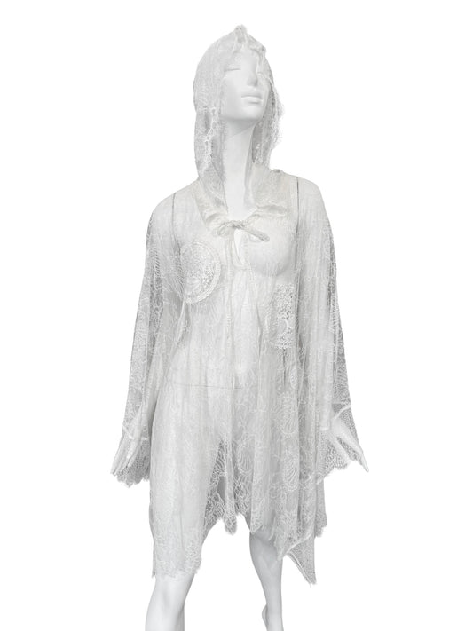 TSUMORI CHISATO RESORT 2017 WHITE LACE HOODED MIDI DRESS