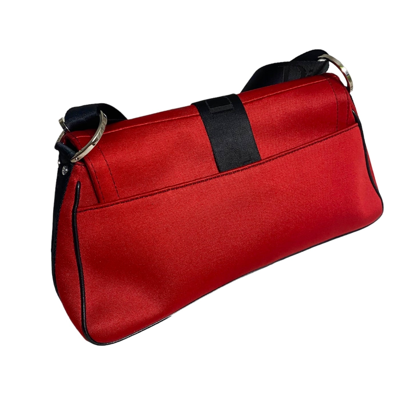 DIOR FW2003 BY GALLIANO RED SATIN HARDCORE SHOULDER BAG