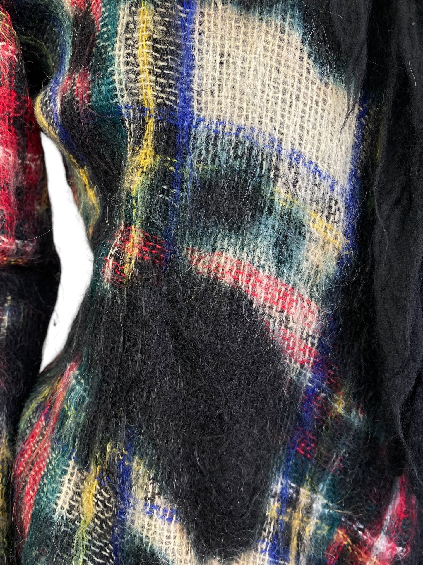 PLEIN SUD JEANS 2000s DISTRESS MOHAIR TARTAN JACKET