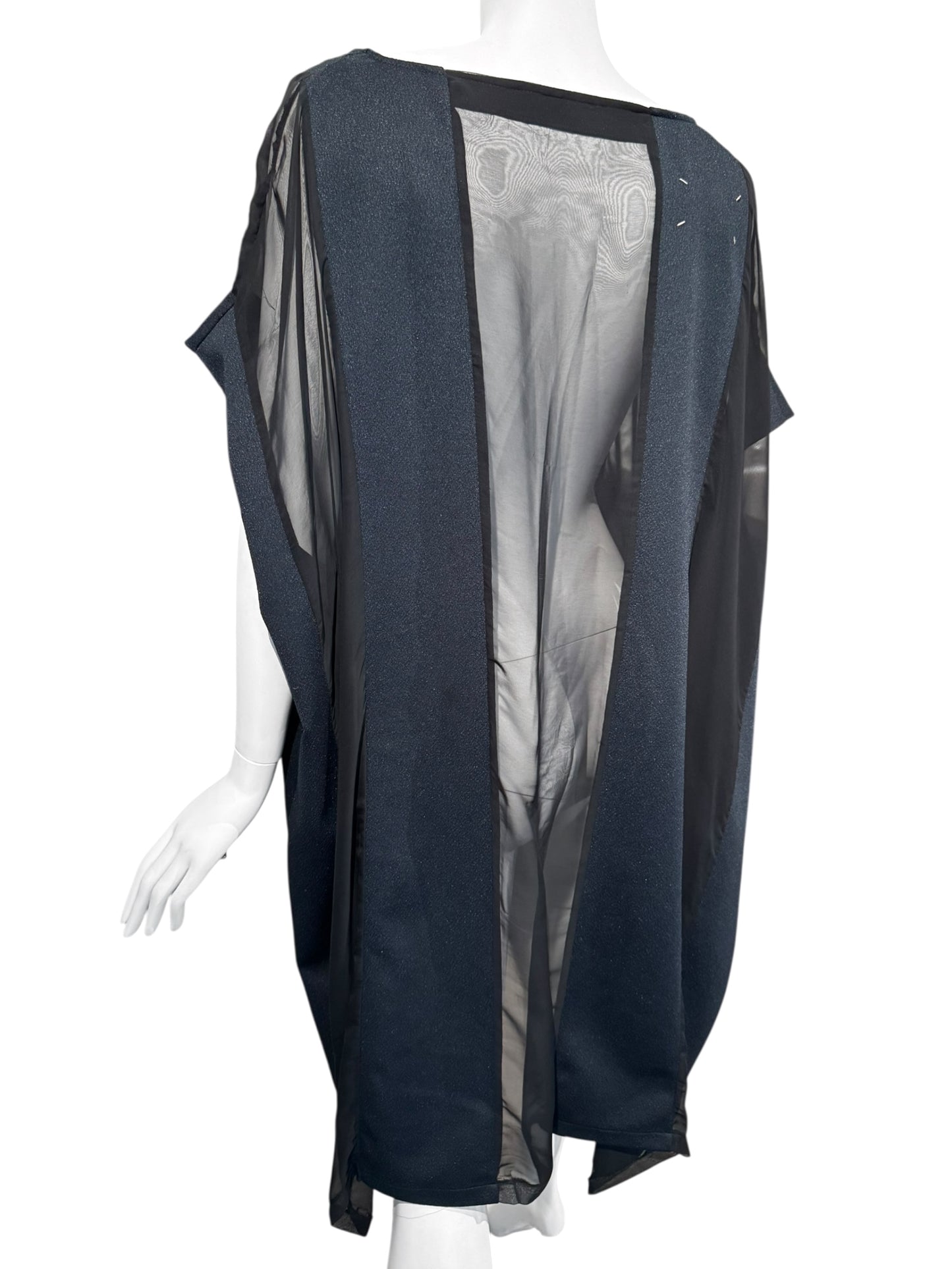 MAISON MARTIN MARGIELA SS2000 ARTISANAL BLACK & NAVY PANELS OVERSIZE DRESS