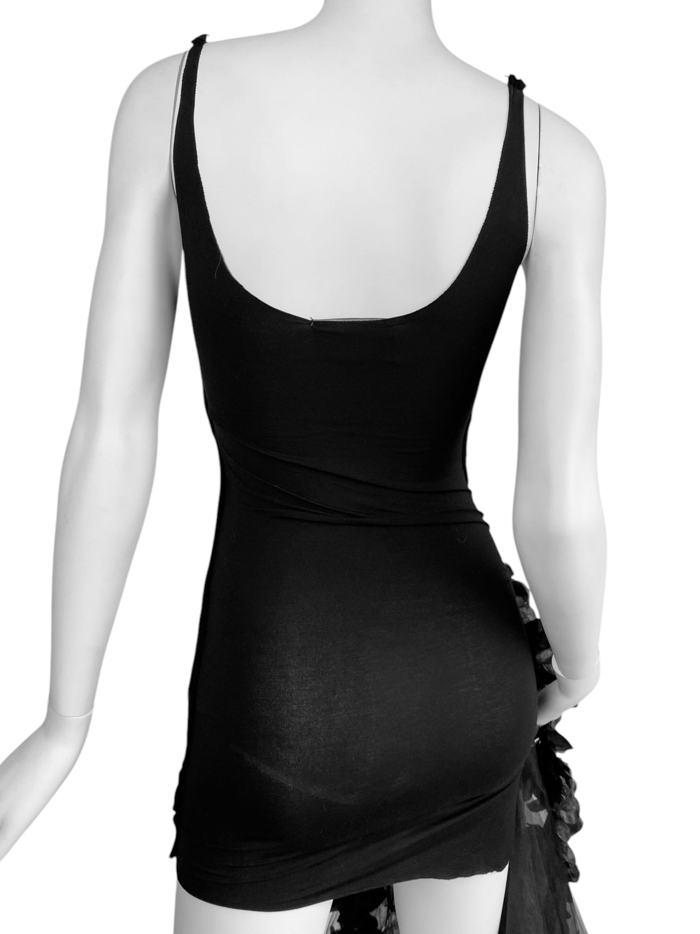 LE CUIR PERDU 2010s BLACK ASYMMETRICAL TULLE DRESS