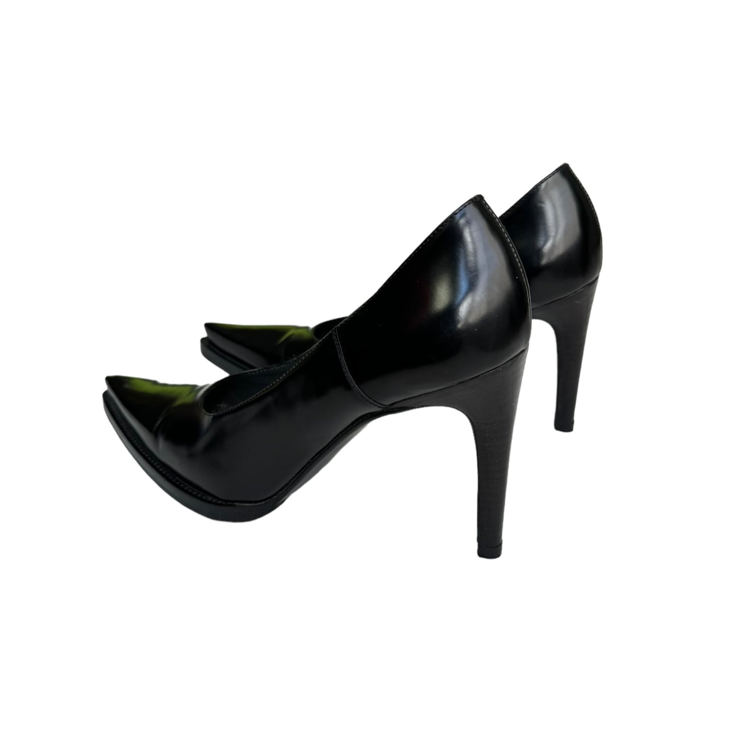 MIU MIU 1990s BLACK PATENT LEATHER CHUNKY SOLE HEELS