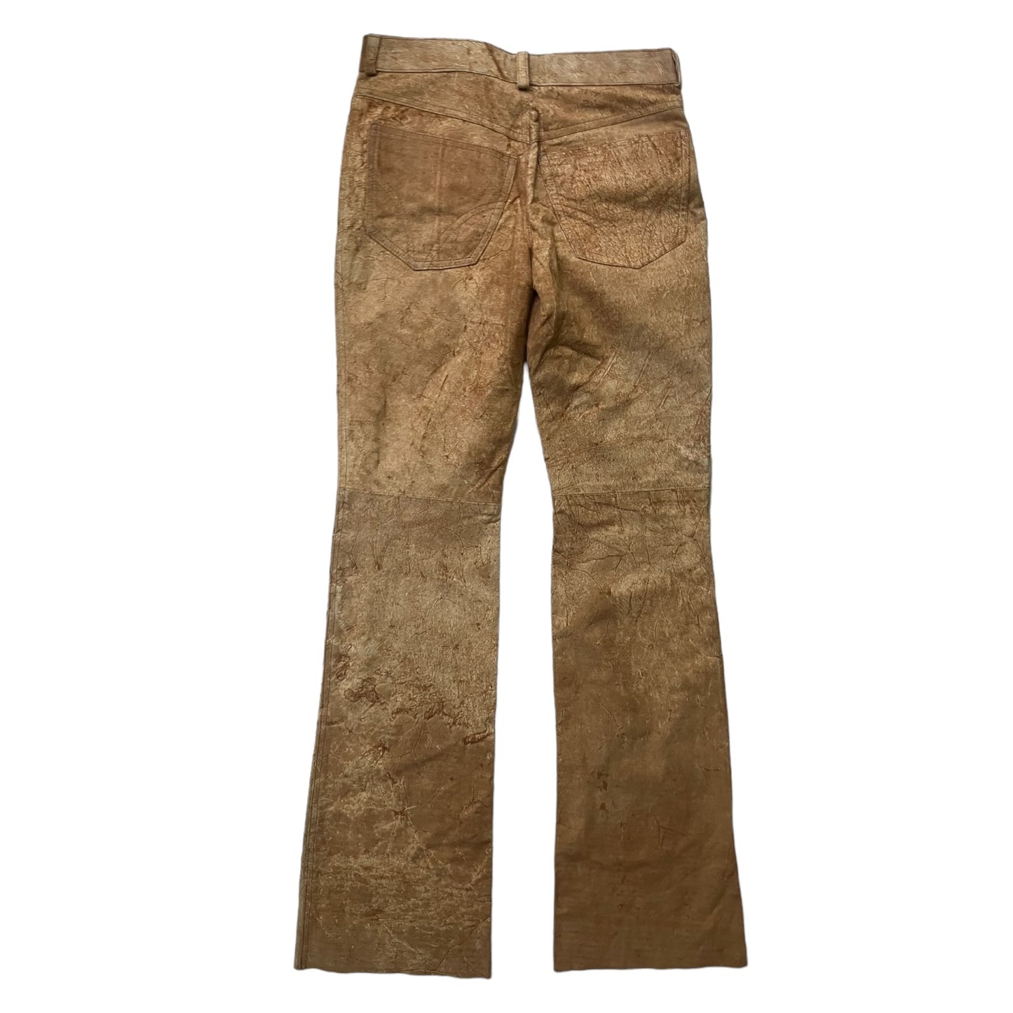 GAUDI 2000s BEIGE DISTRESSED LEATHER PANTS