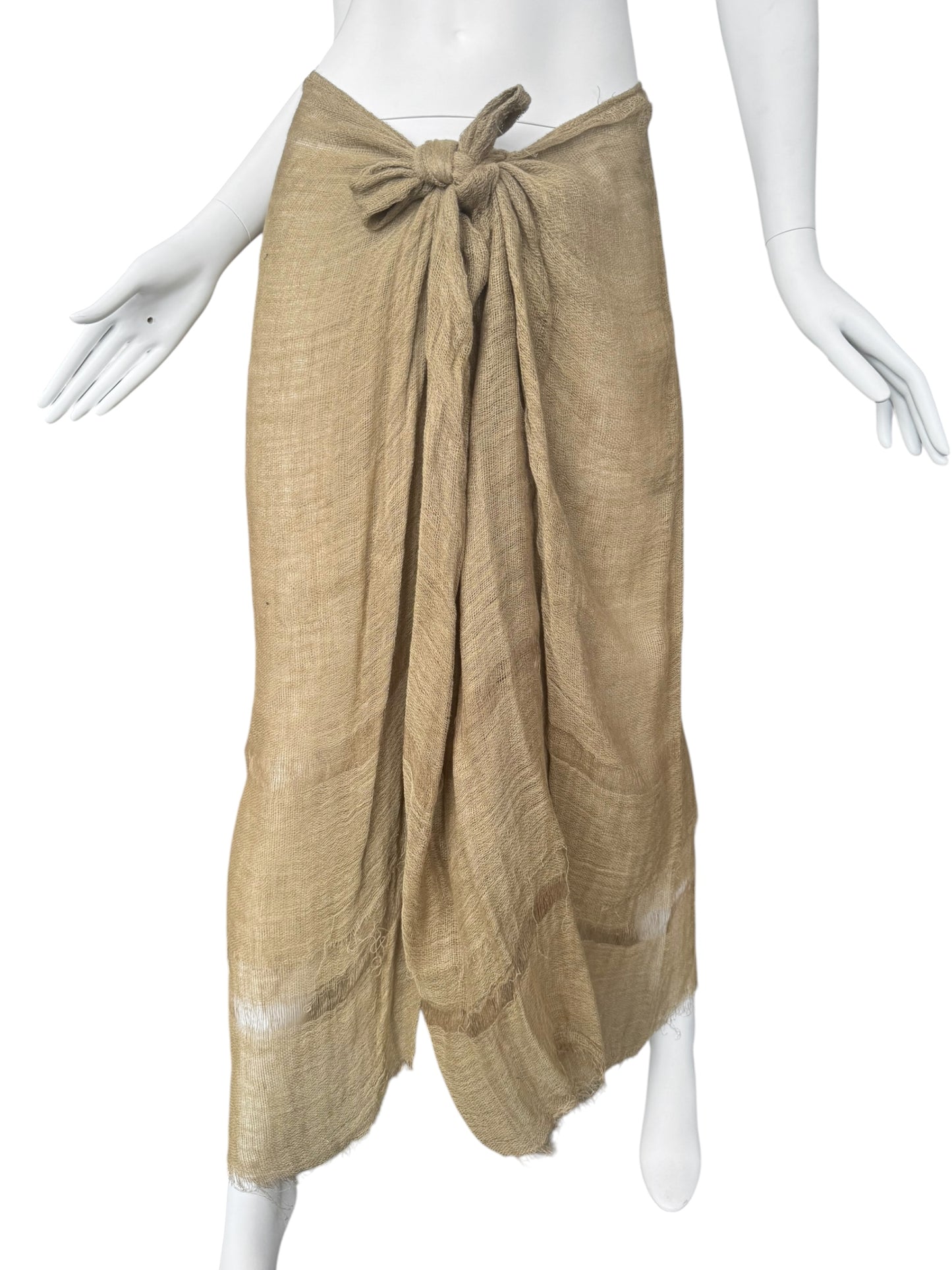 FAYÇAL AMOR SS1993 BEIGE RAW JUTE MAXI SKIRT