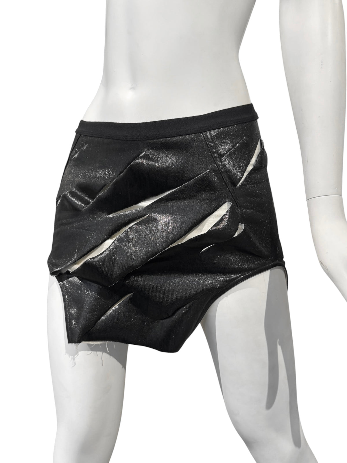 RICK OWENS FW2021 ‘GETHSEMANE’ BLACK RIPPED MINI SKIRT