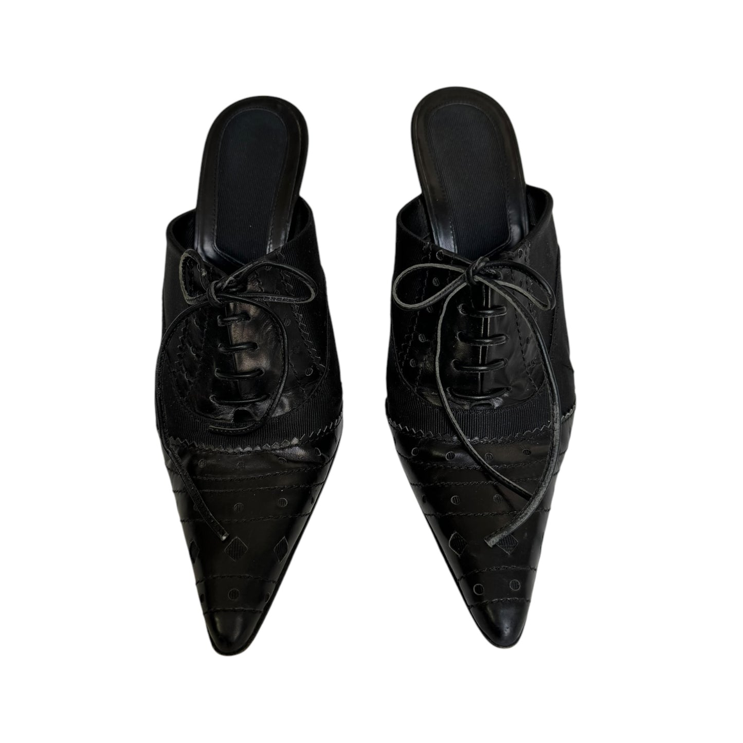 JOHN GALLIANO SS2002 BLACK LEATHER OXFORD MULES