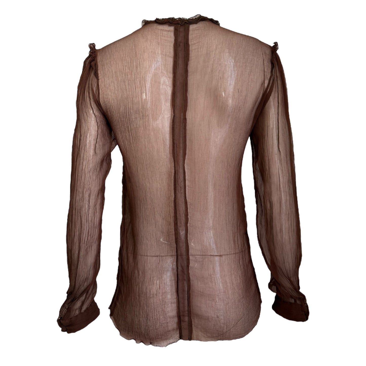 DOLCE & GABBANA 2000s BROWN SILK SHEER BLOUSE