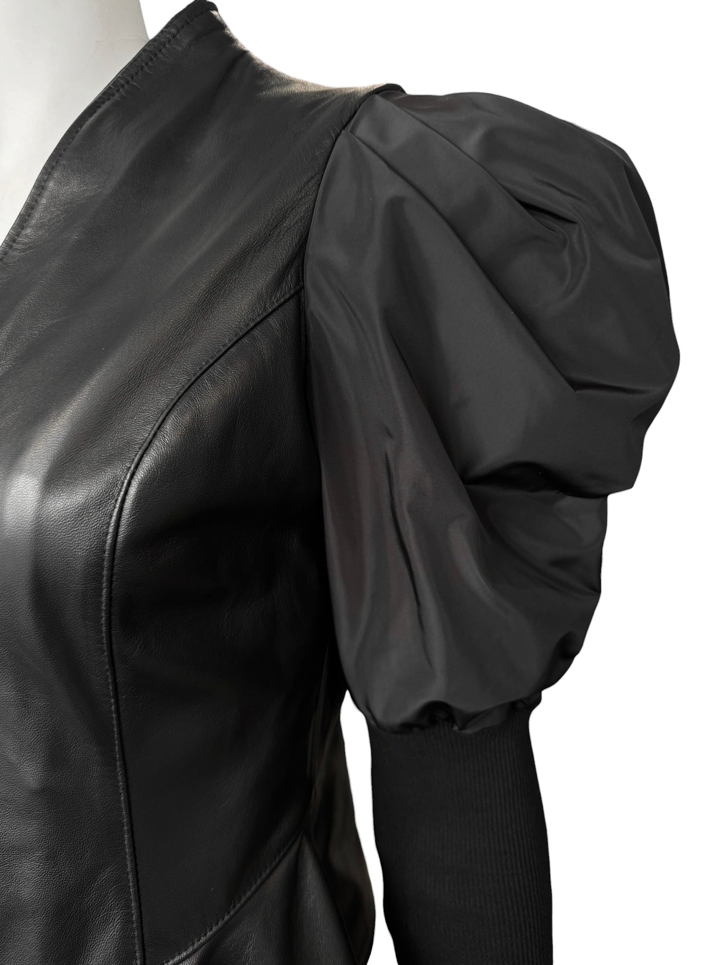 LA HAINE INSIDE US 2020s BLACK LEATHER PUFFY SLEEVES JACKET