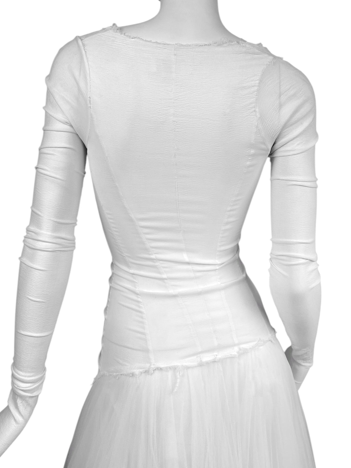 MARC LE BIHAN 2020s WHITE SILK BALLERINA BRIDAL MAXI DRESS