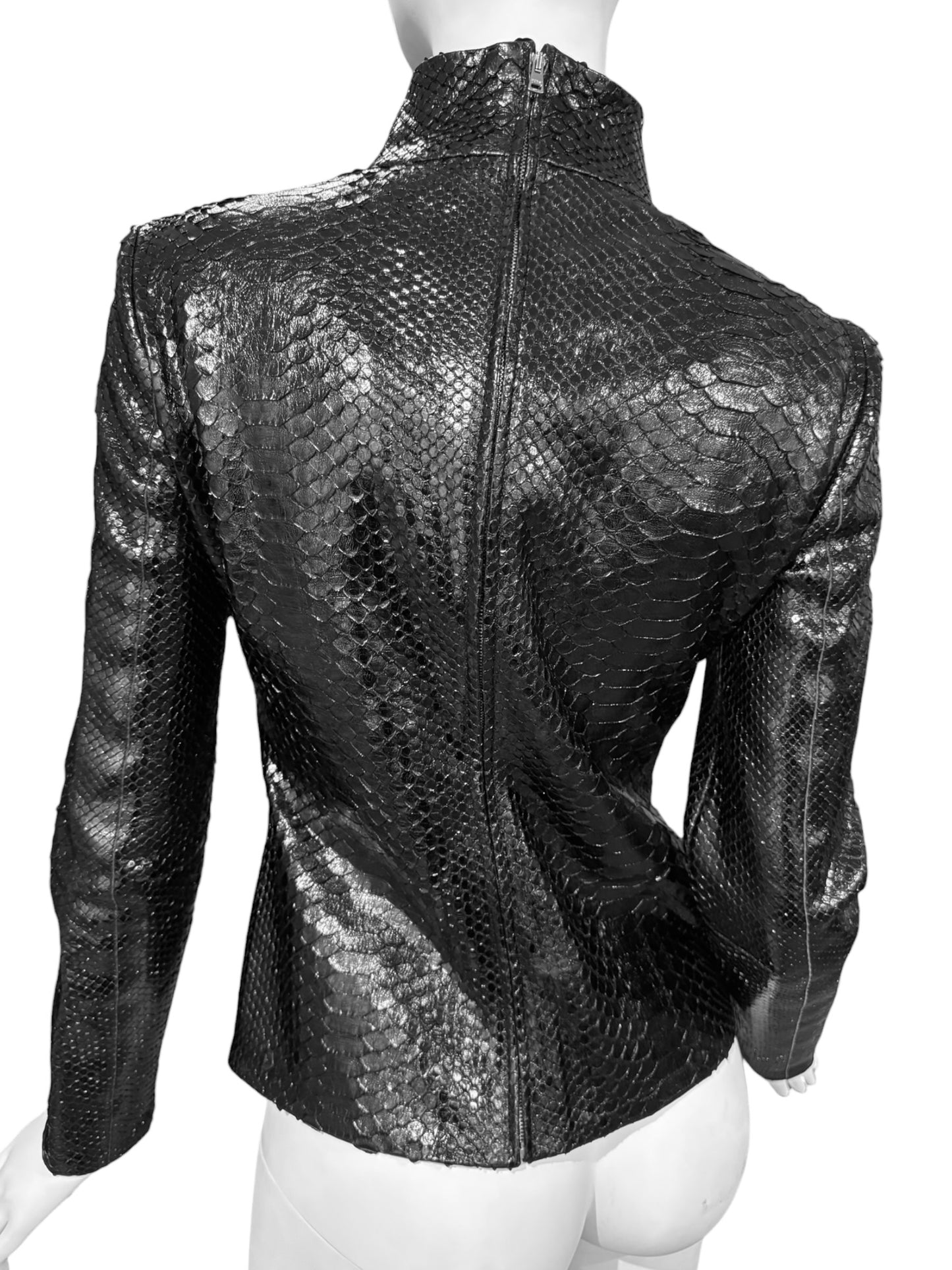 GUCCI FW2013 BY FRIDA GIANNINI BLACK PYTHON LEATHER JACKET