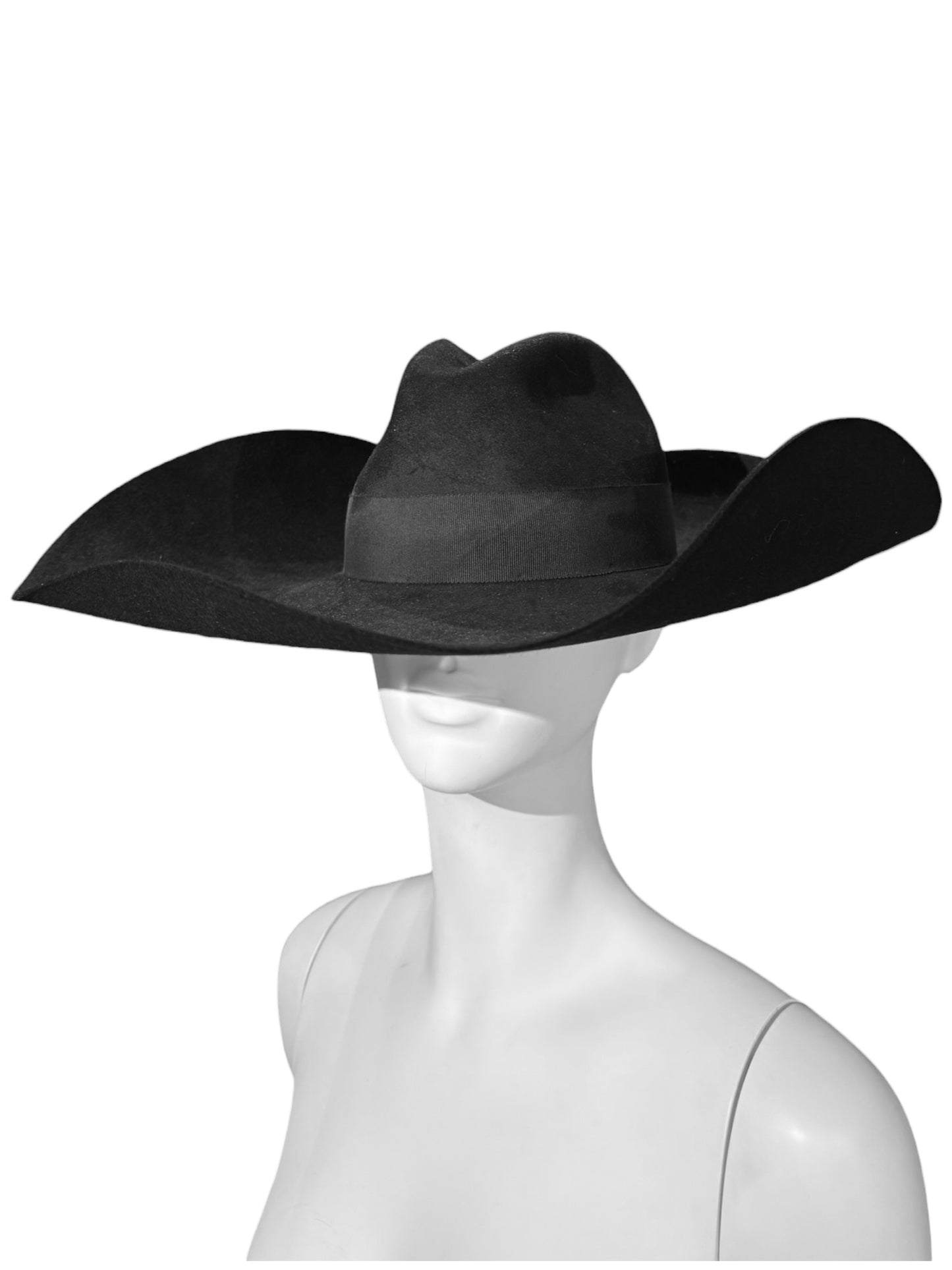 SAINT LAURENT 2010s BY HEDI SLIMANE RABBIT FUR FELT WIDE-BRIM HAT