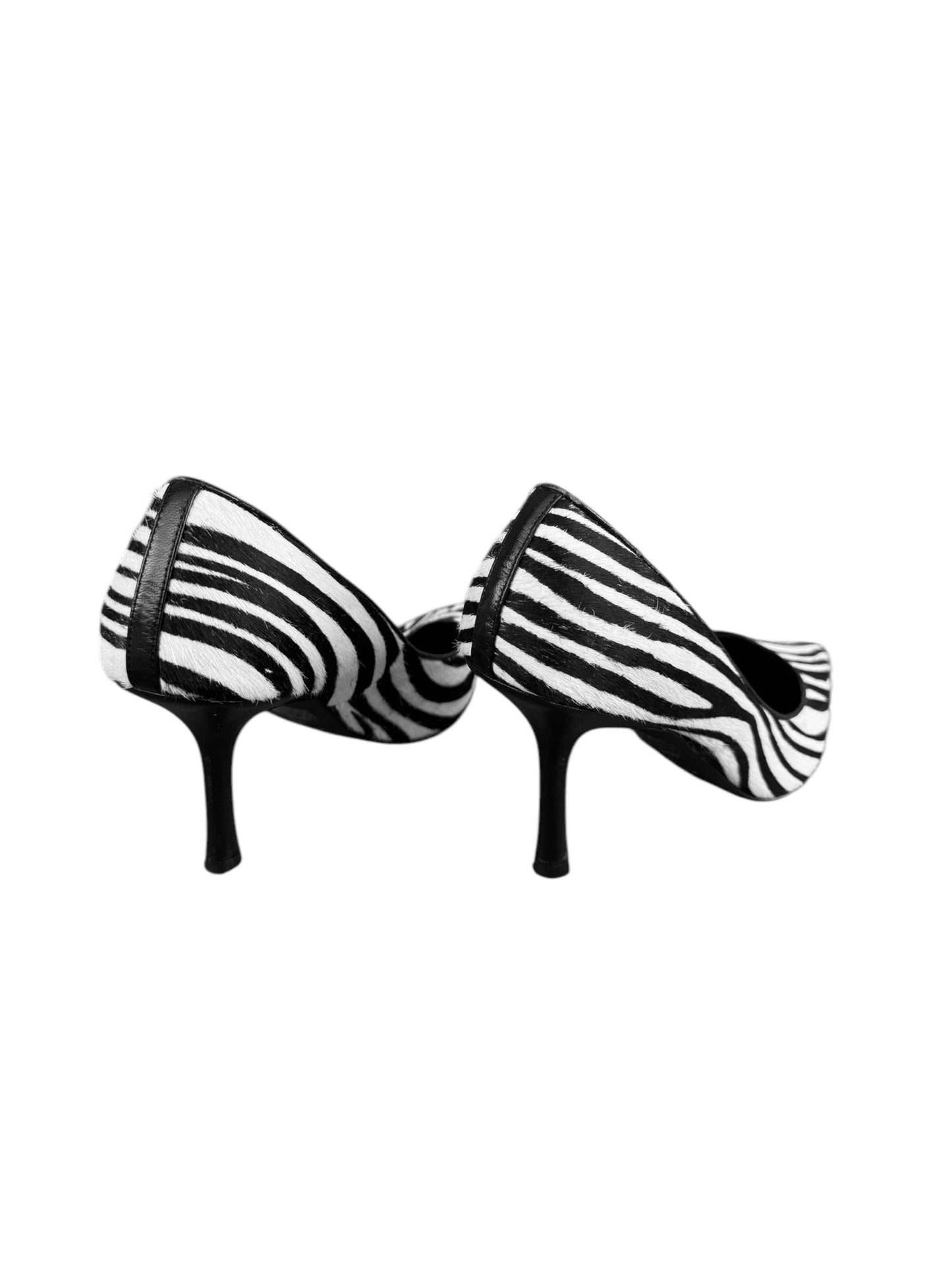 ALDO 2000s BLACK & WHITE HAIRY LEATHER ZEBRA HEELS