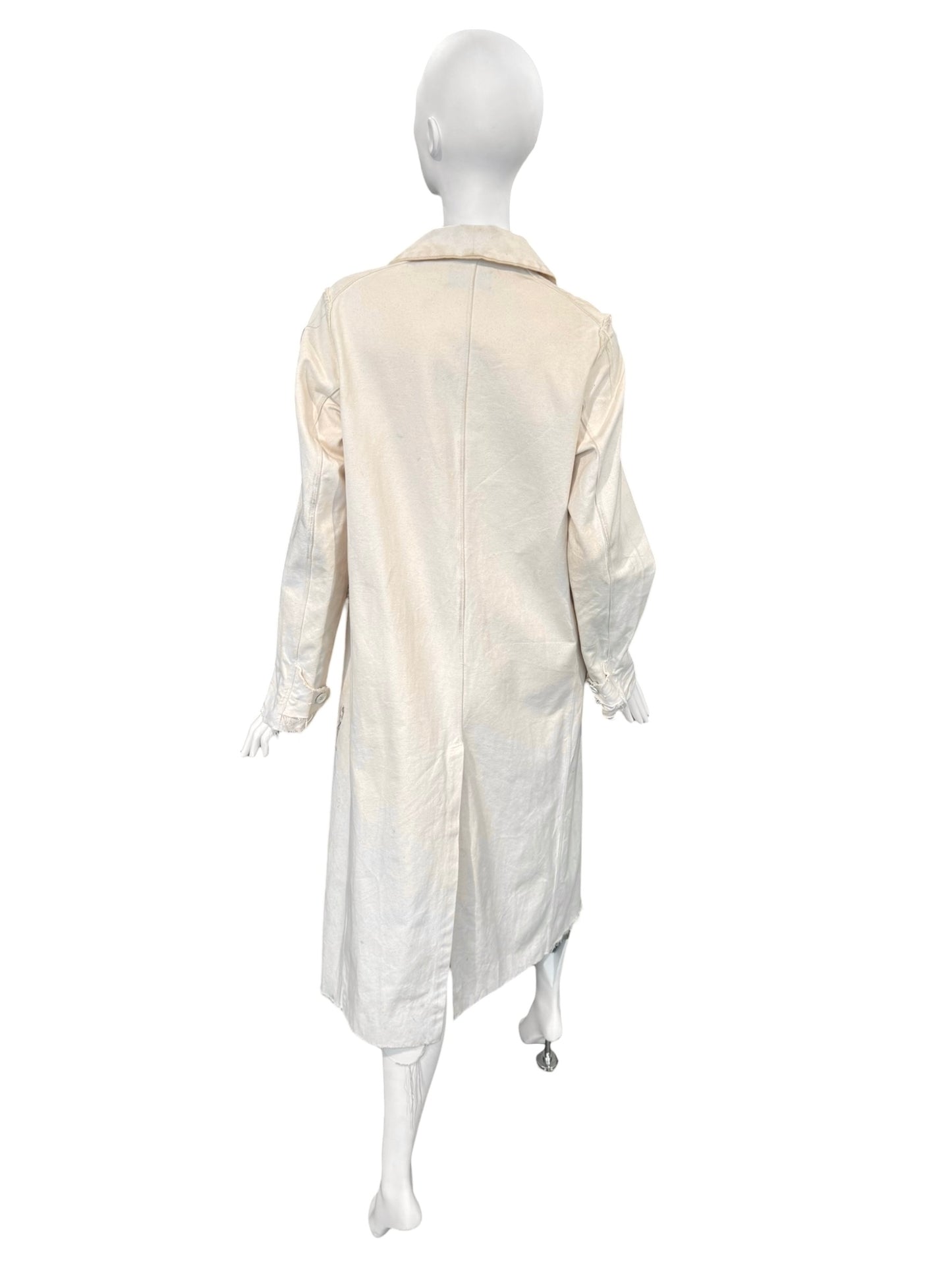ELENA DAWSON 2010s CREAM COTTON CANVAS HAND-PAINTED COAT
