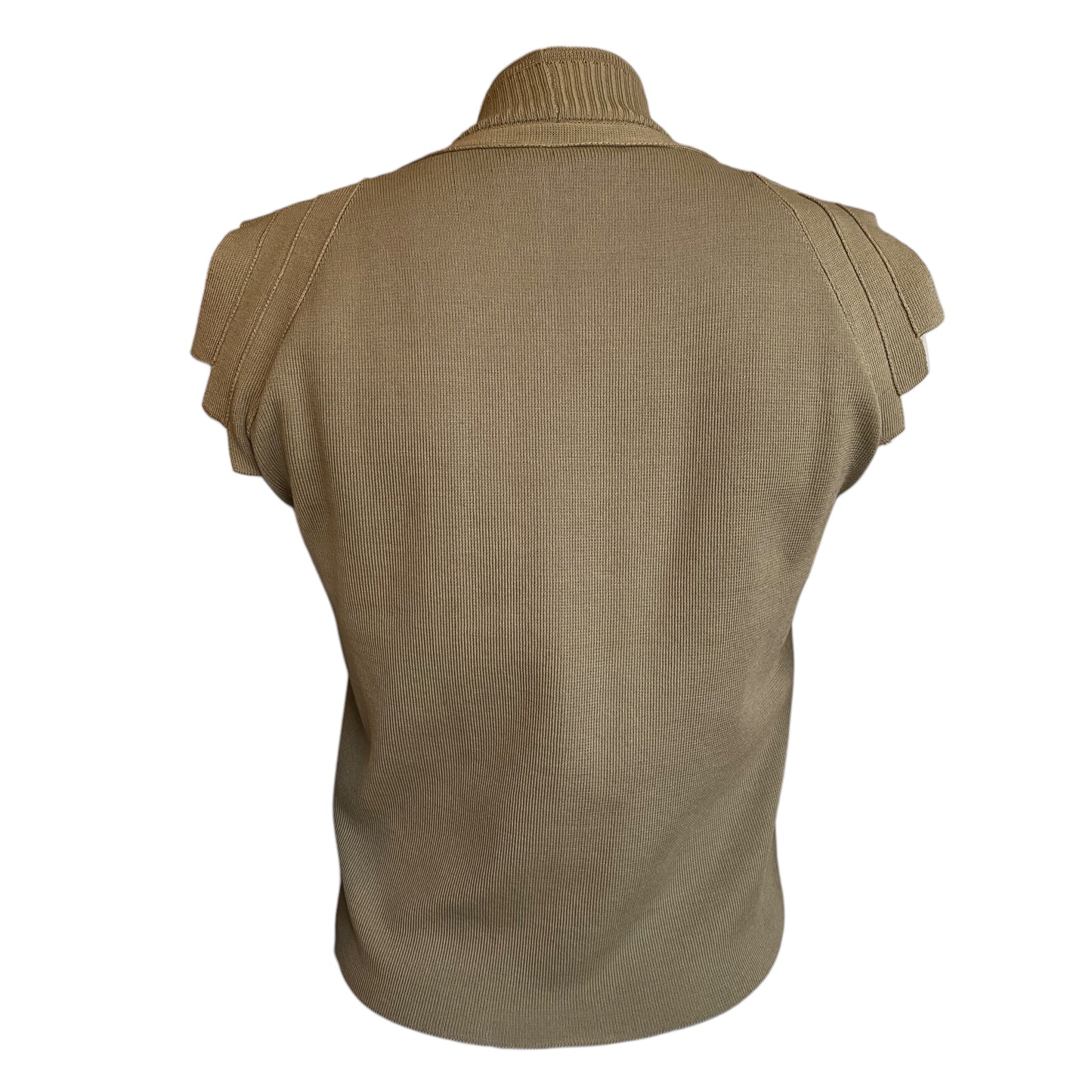 PLEIN SUD 2000s BEIGE KNITTED SLEEVELESS CARDIGAN