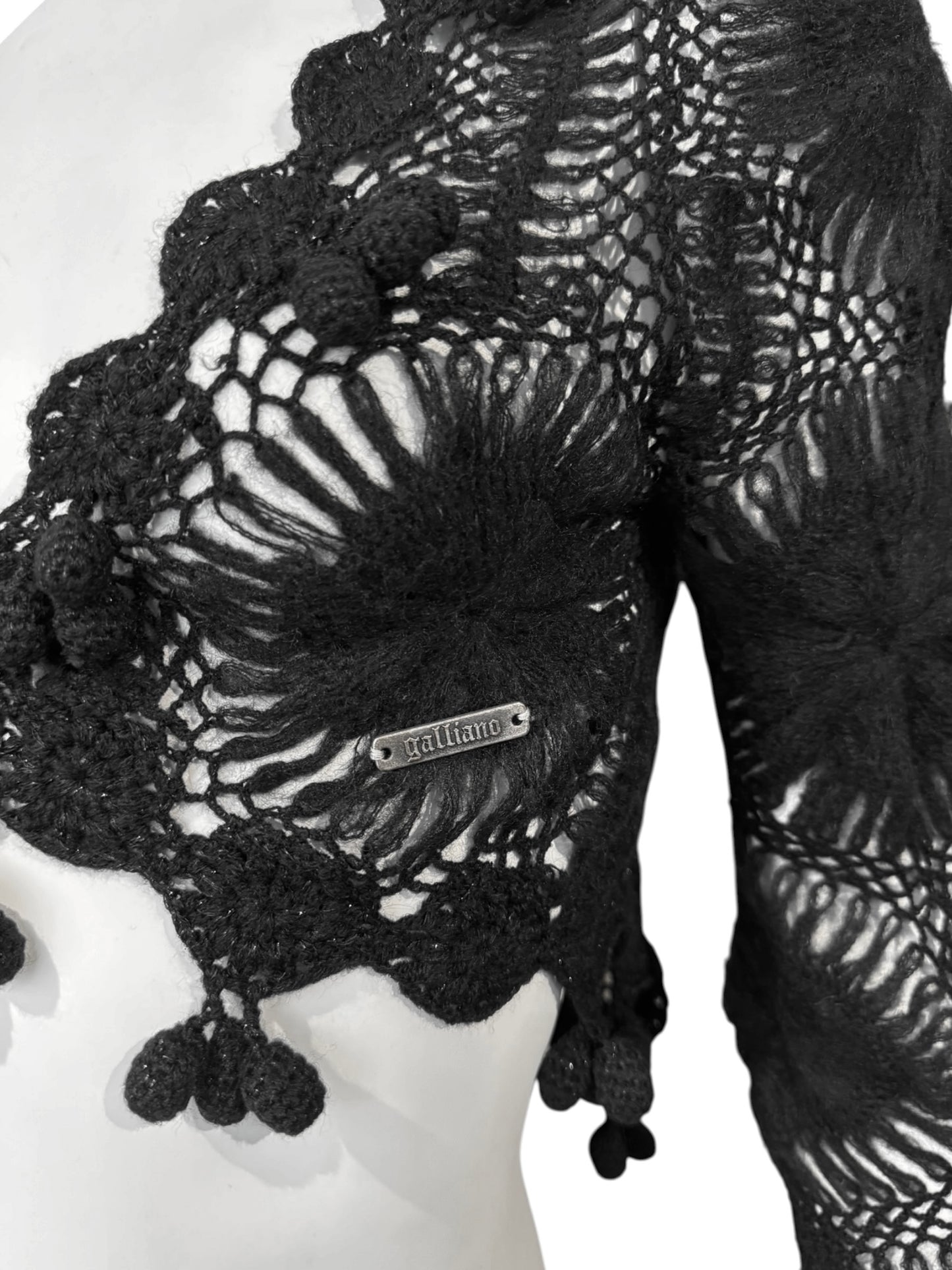 JOHN GALLIANO 2000s BLACK MOHAIR CROCHET CARDIGAN