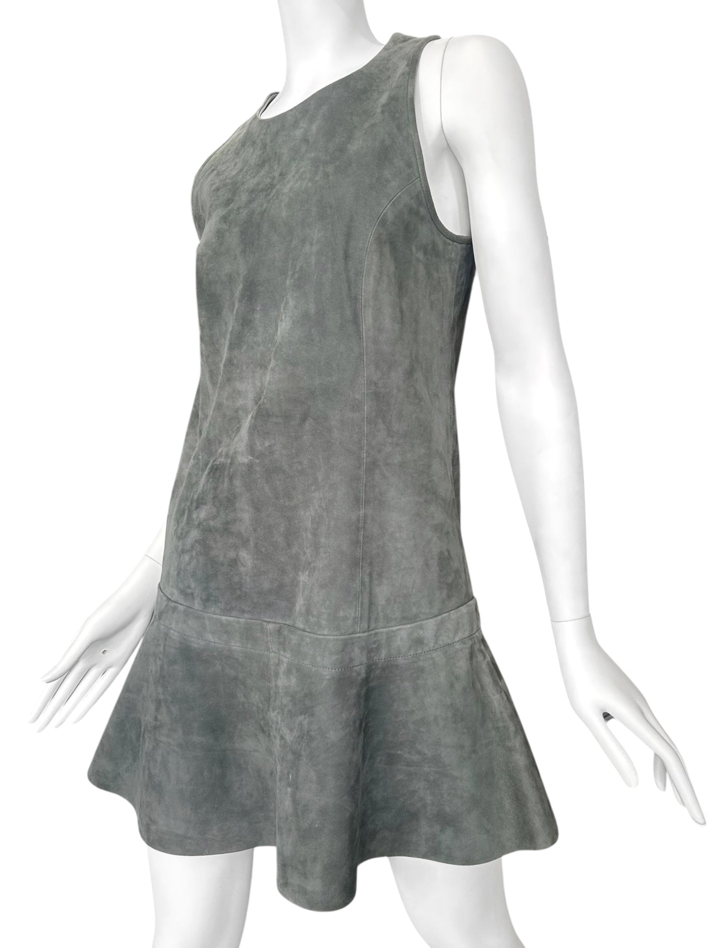 BALENCIAGA SS2013 BY NICOLAS GHESQUIÈRE GREY SUEDE A-LINE MINI DRESS