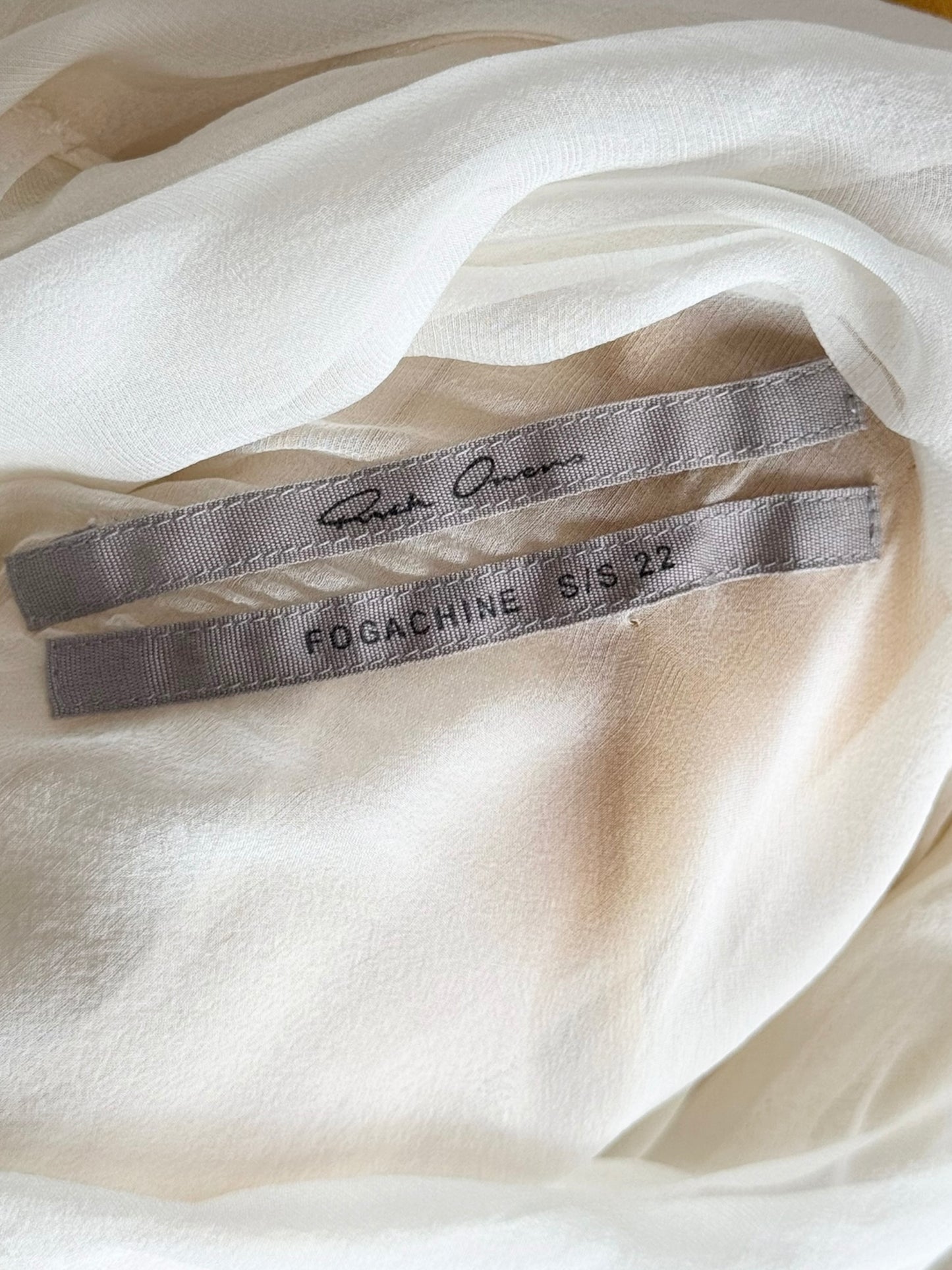 RICK OWENS SS2022 ‘FOGACHINE’ WHITE & YELLOW SILK TOP