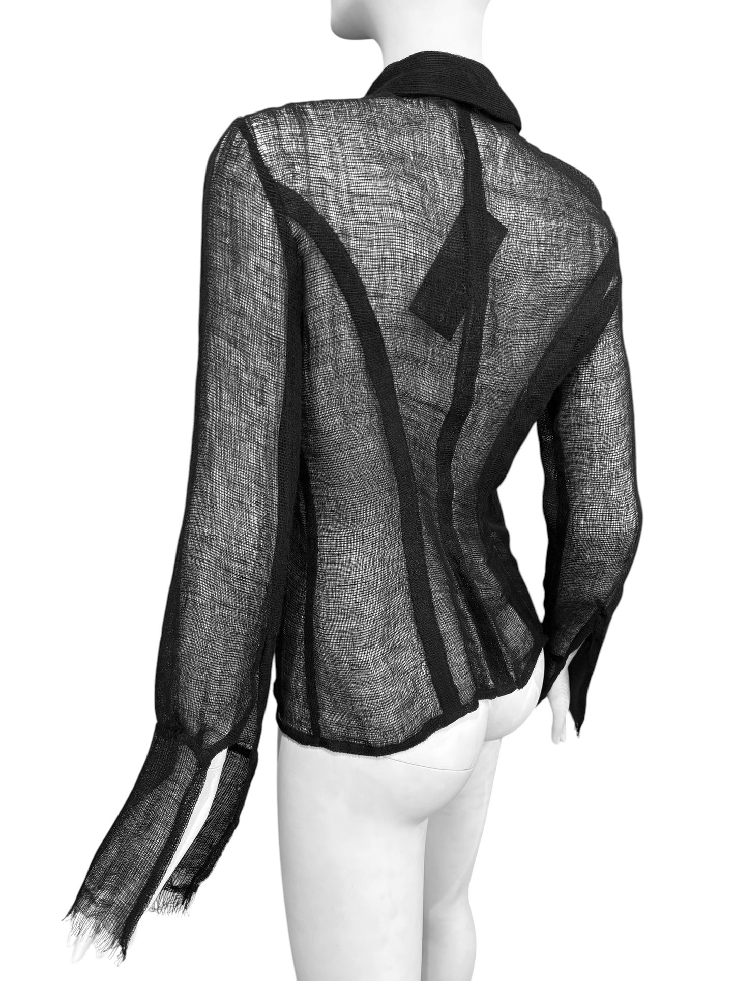 FAYÇAL AMOR SS1993 BLACK RAW JUTE SHIRT