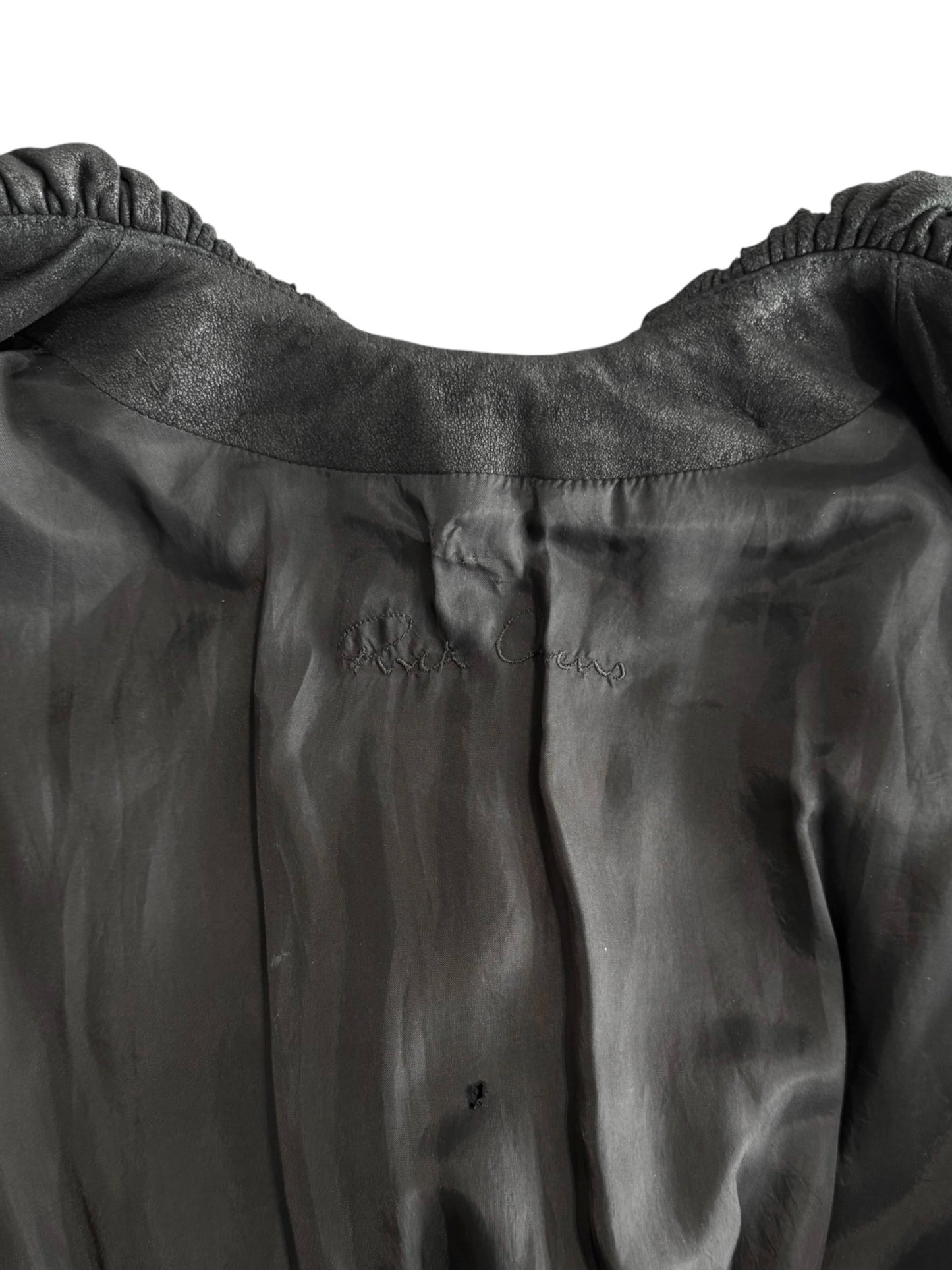 RICK OWENS SS2009 «STRUTTER» BLACK LEATHER BUBBLE JACKET