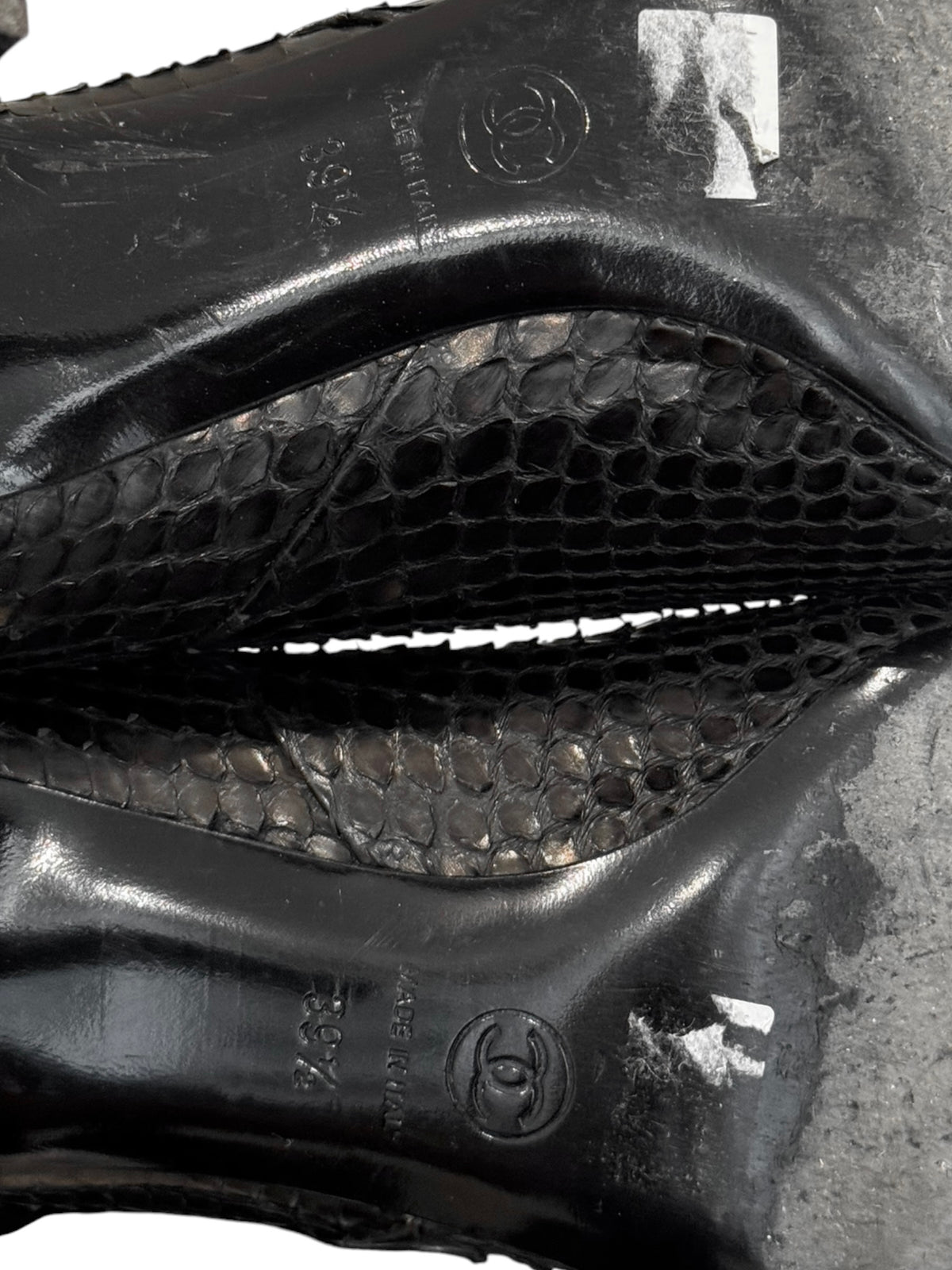 CHANEL 2000s BY KARL LAGERFELD BLACK PYTHON LEATHER BOOTS