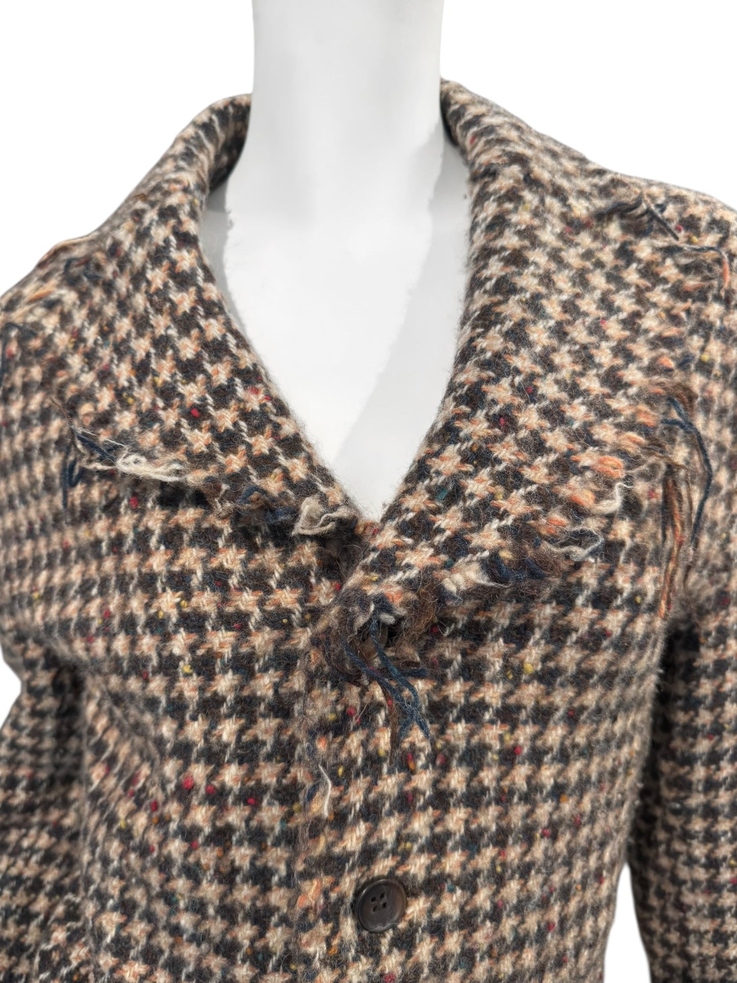 JUNYA WATANABE FW2003 BROWN WOOL HOUNDSTOOTH TWEED BOW BLAZER
