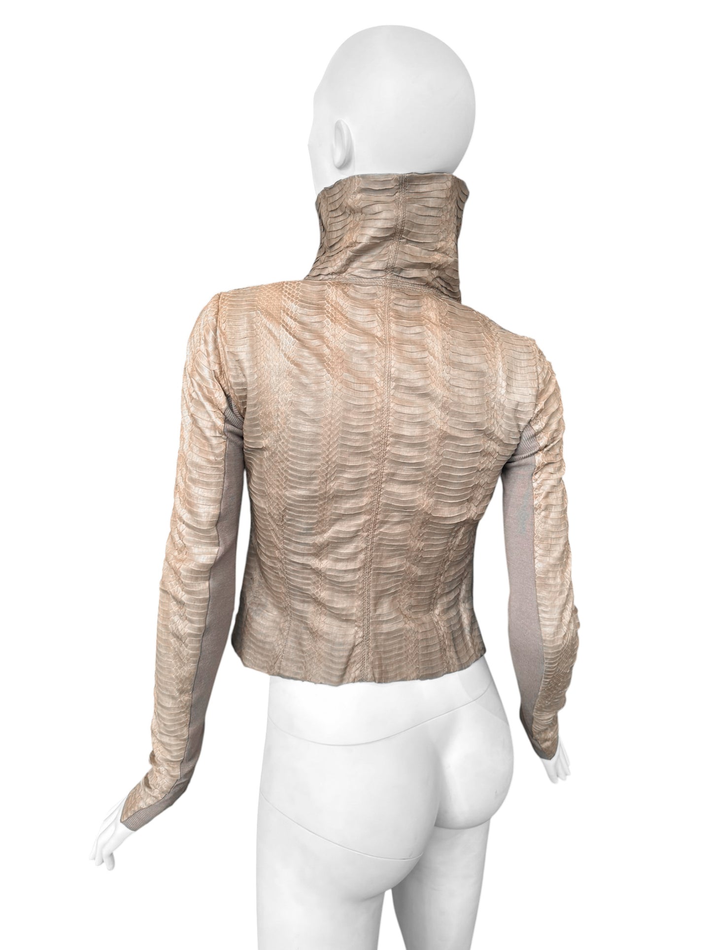 RICK OWENS SS2012 «NASKA» BROWN PYTHON LEATHER ASYMMETRICAL ZIP JACKET