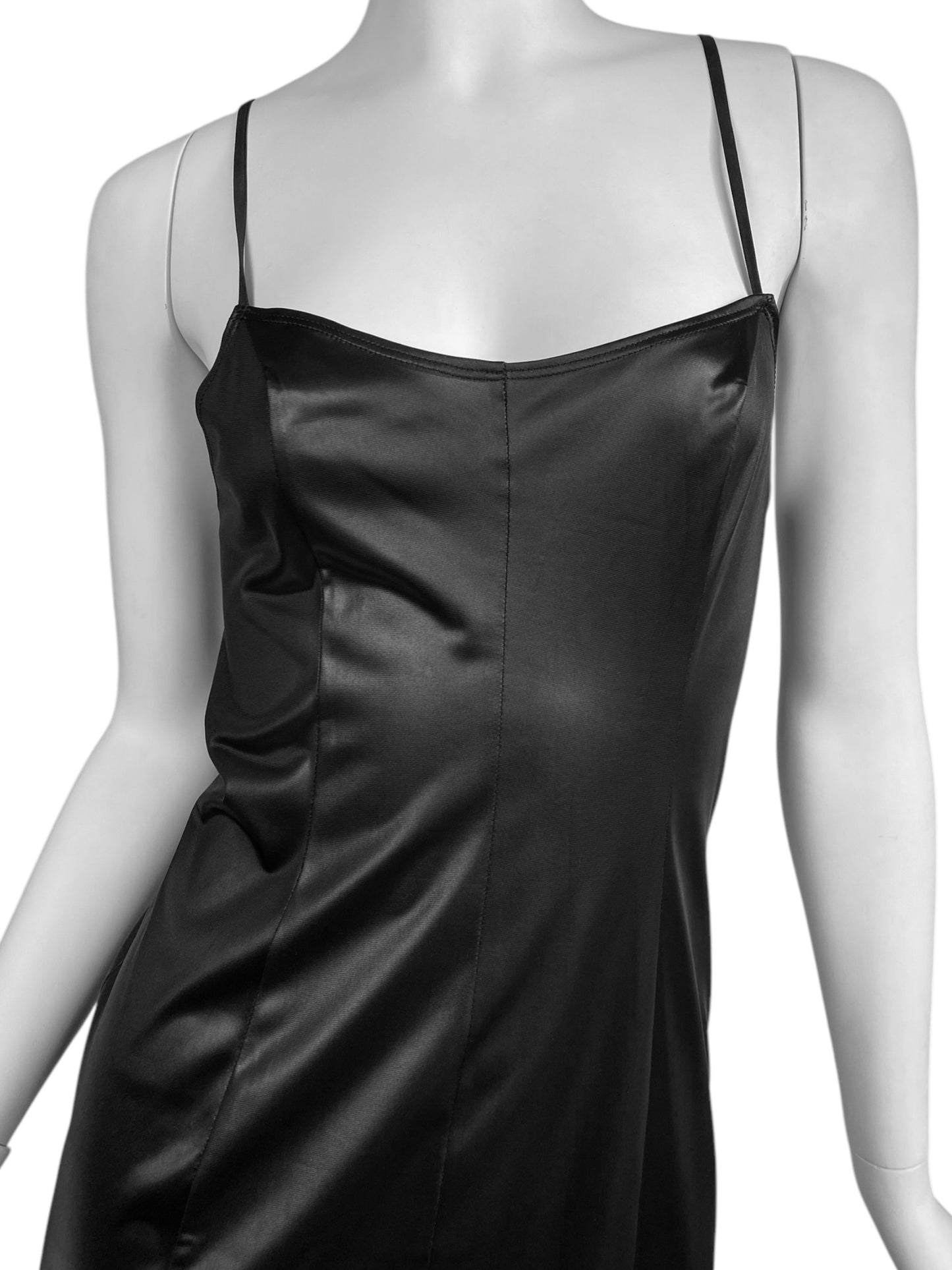 PLEIN SUD 2000s BLACK MIDI SLIP DRESS